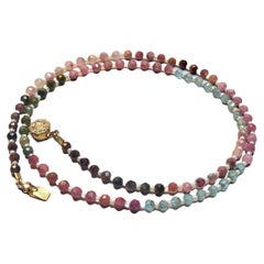 Multi-Colored Faceted Tourmaline Freshwater Pearl Necklace
