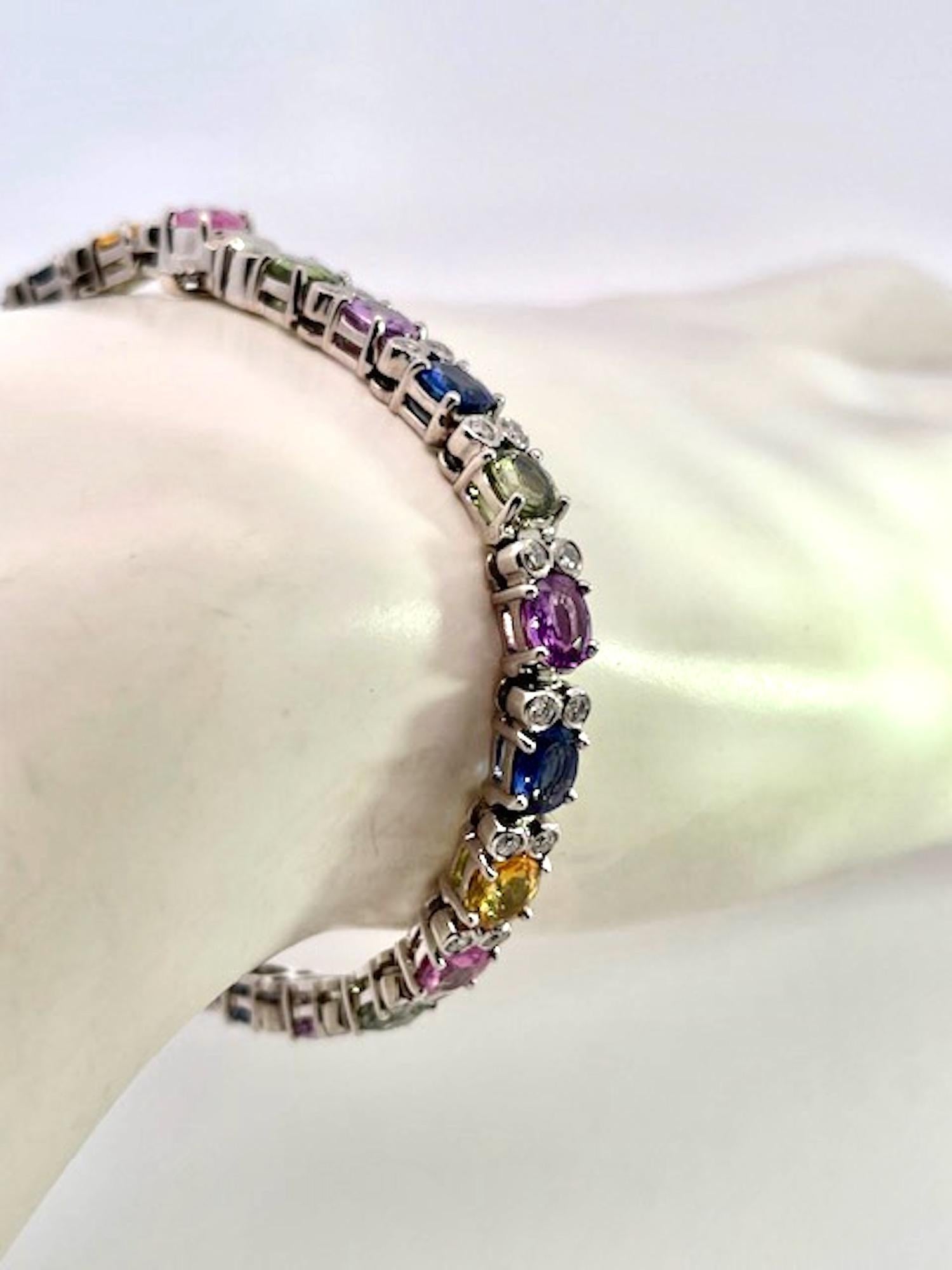 Multi Colored Fancy Sapphire Diamond Bracelet 12.70 Carats For Sale 4
