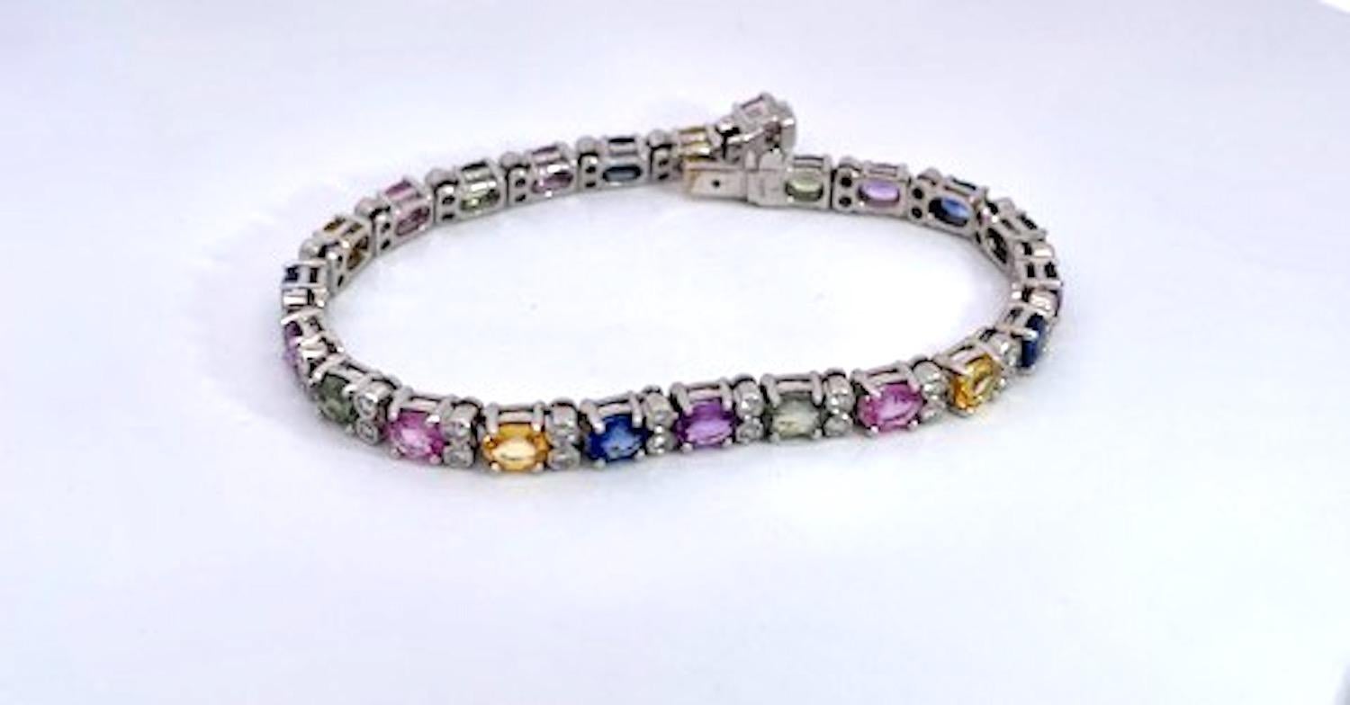 Multi Colored Fancy Sapphire Diamond Bracelet 12.70 Carats For Sale 9