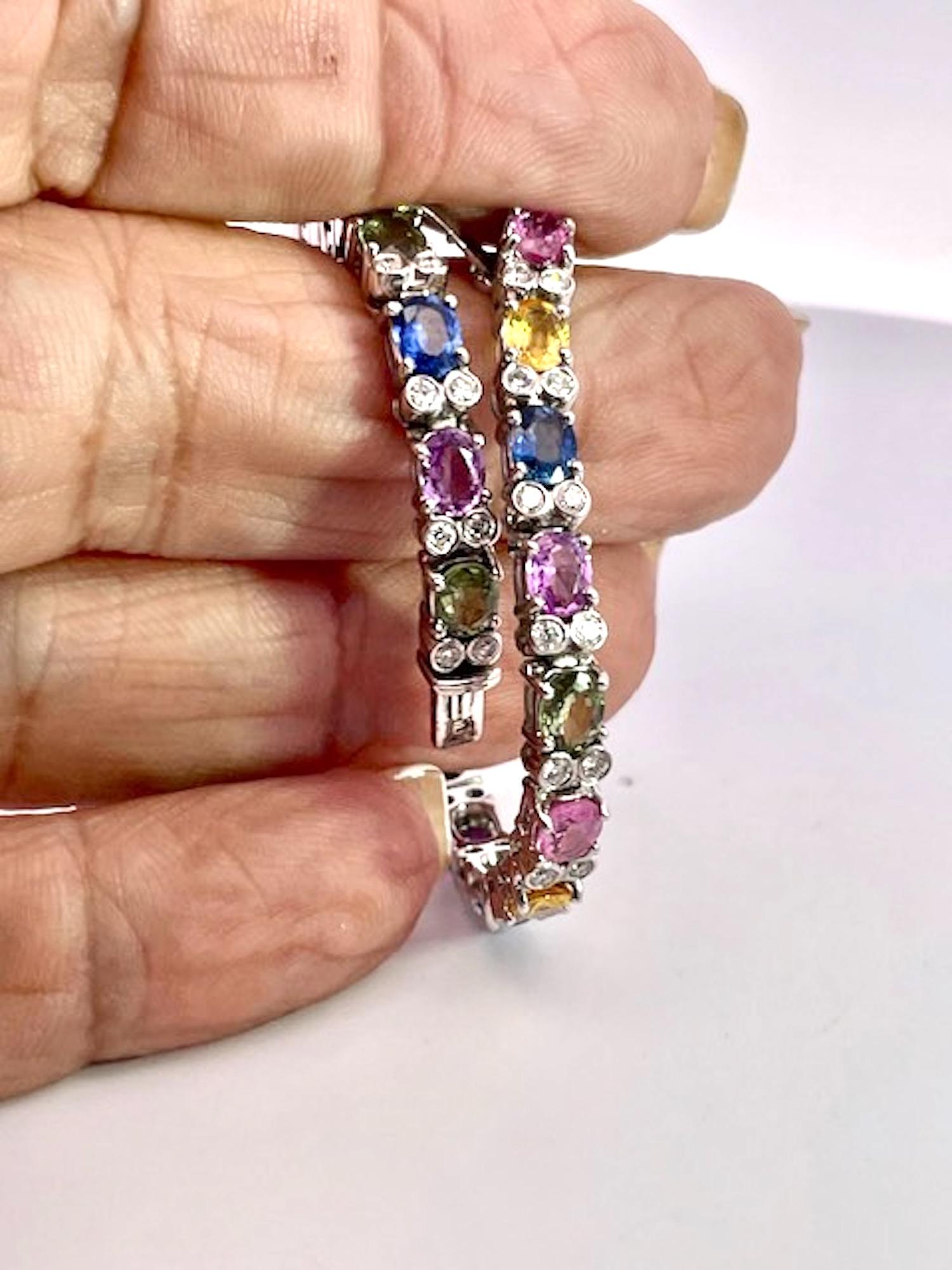 Multi Colored Fancy Sapphire Diamond Bracelet 12.70 Carats For Sale 3