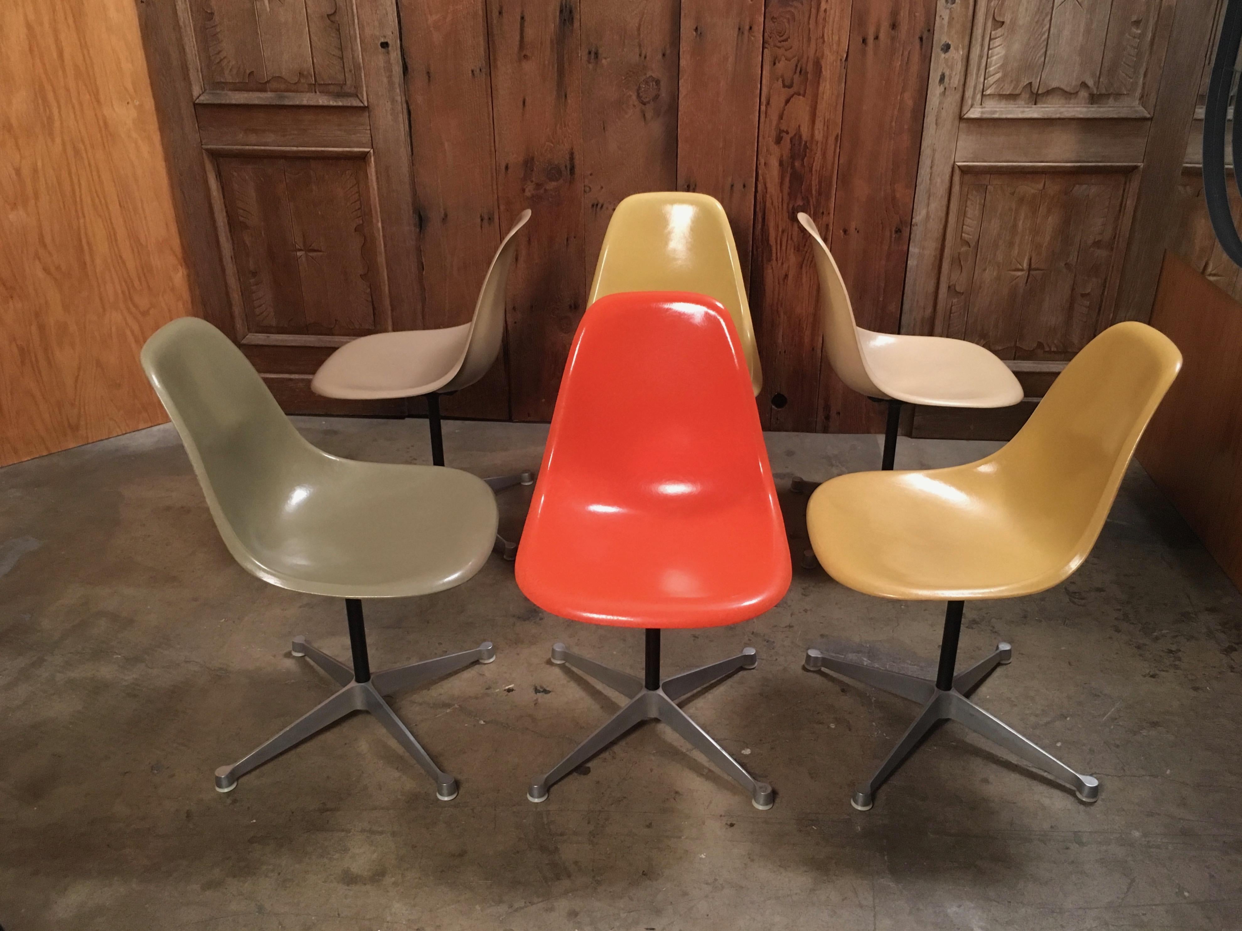 Mid-Century Modern Multicolored Fiberglass Shell Chairs, Charles Eames for Herman Miller