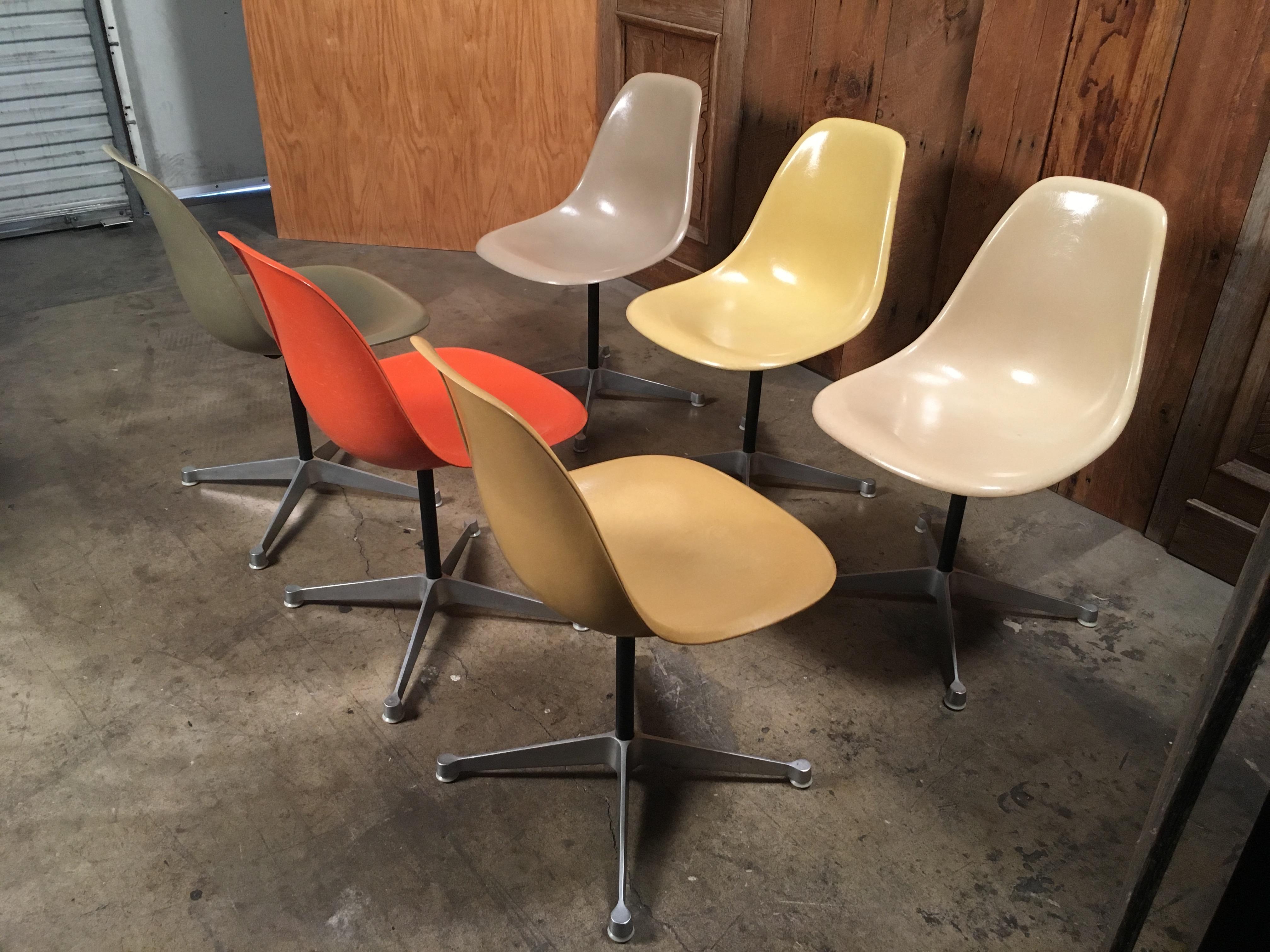 Aluminum Multicolored Fiberglass Shell Chairs, Charles Eames for Herman Miller