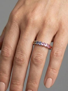 Multi-Colored Gemstone 14K (18K Custom) Gold Eternity Band Ring