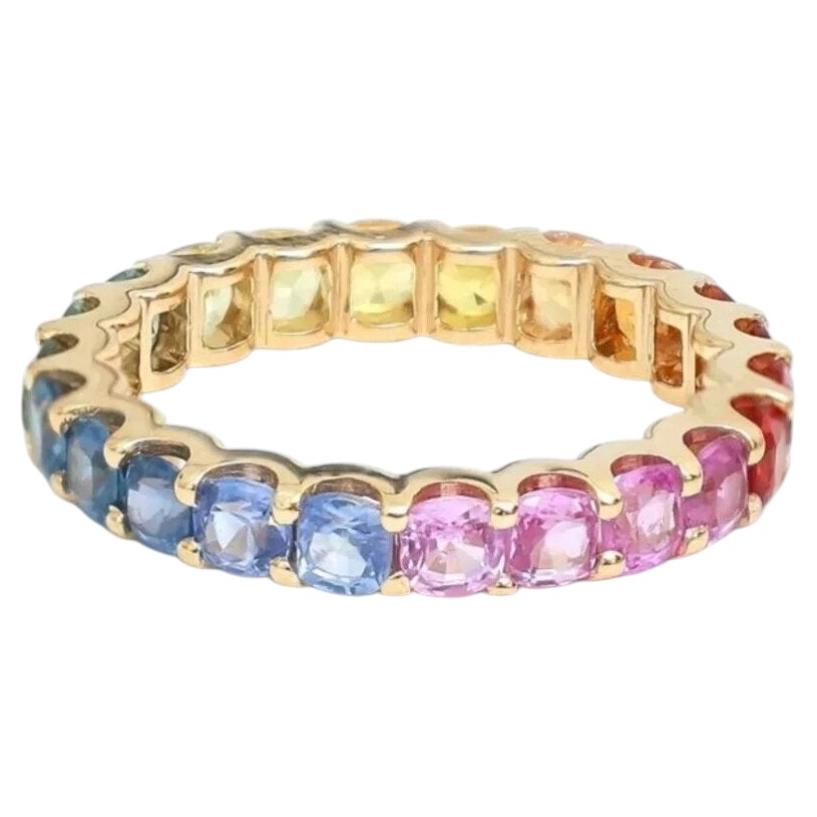 3.60ct Multi-Color Sapphire 14K Yellow Gold Eternity Band Ring