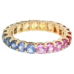 Multi-Colored Gemstone 14K (18K Custom) Gold Eternity Band Ring