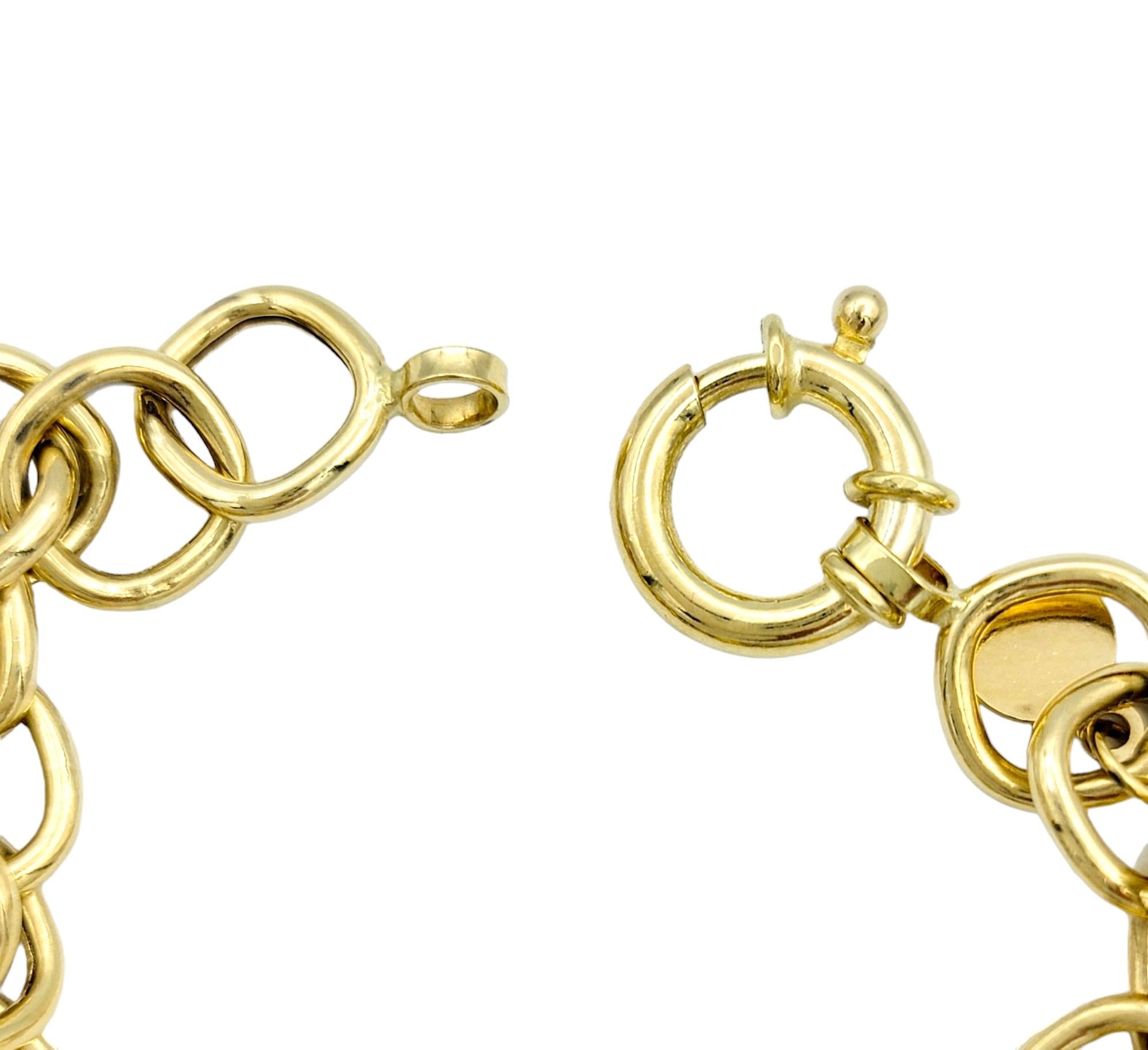 Multi-Colored Gemstone Dangle Charm Bracelet Set in 18 Karat Yellow Gold 3