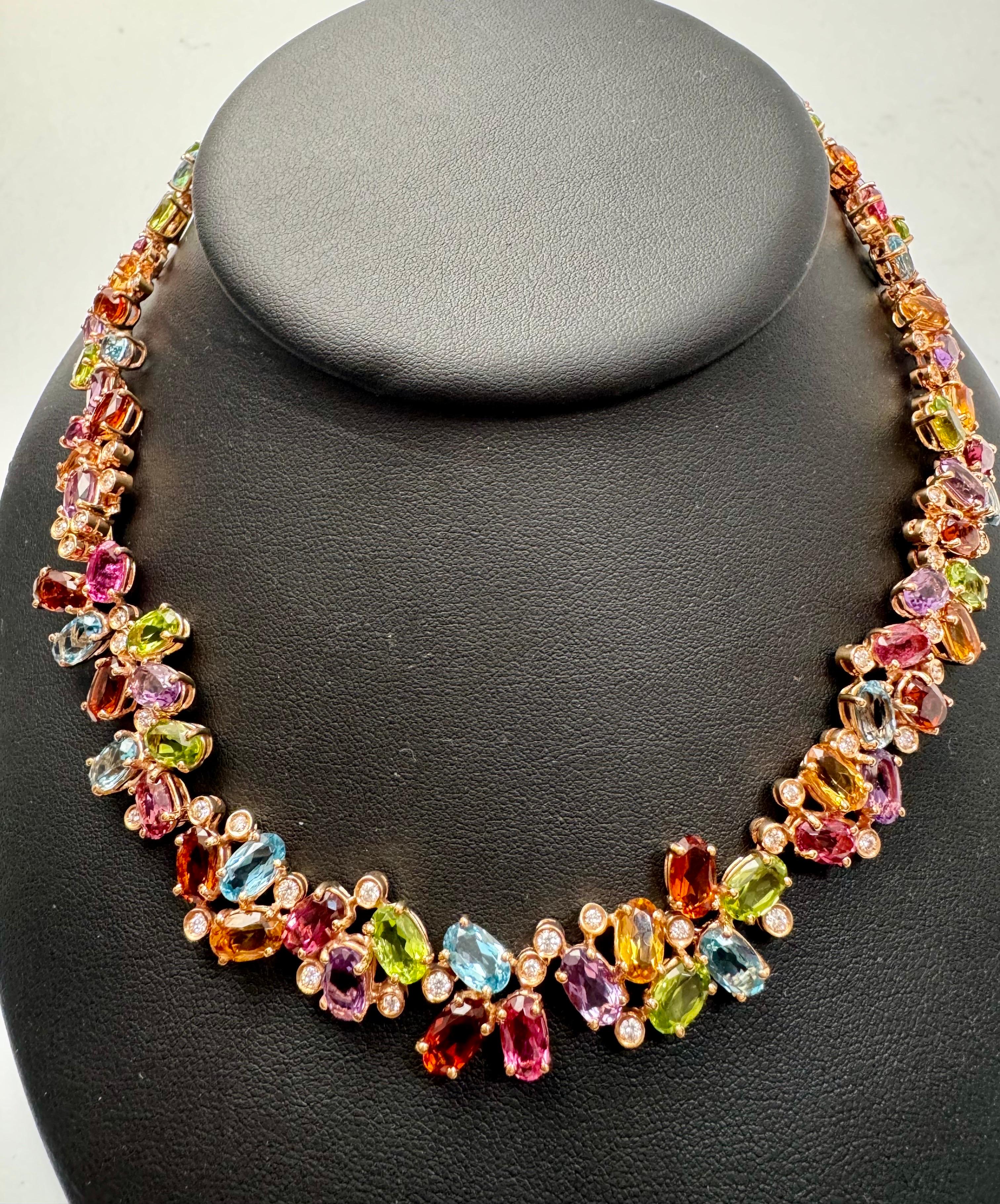 Collana Rainbow con diamanti e gemme multicolore di H. Stern, oro giallo 18 carati 89g in vendita 2