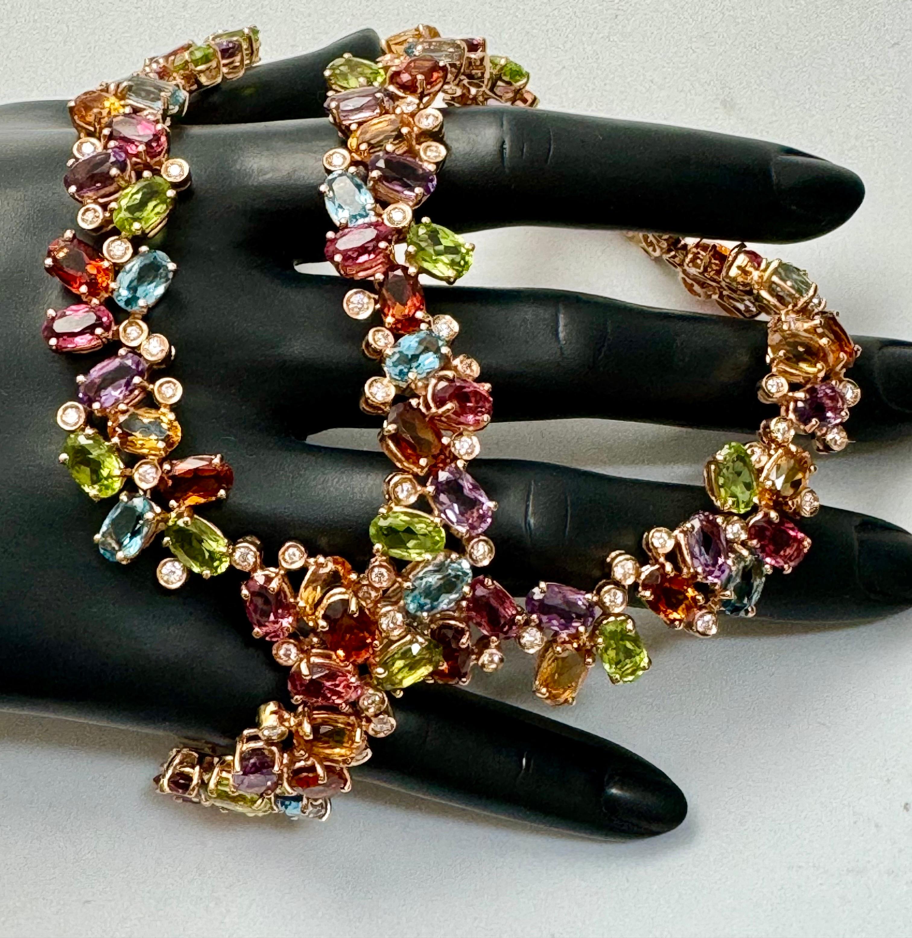 Collana Rainbow con diamanti e gemme multicolore di H. Stern, oro giallo 18 carati 89g in vendita 3