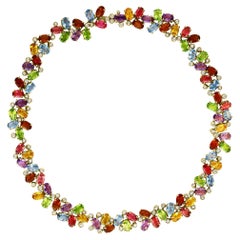 Collier arc-en-ciel de pierres précieuses multicolores et diamants de H. Stern, or jaune 18 carats 89 g