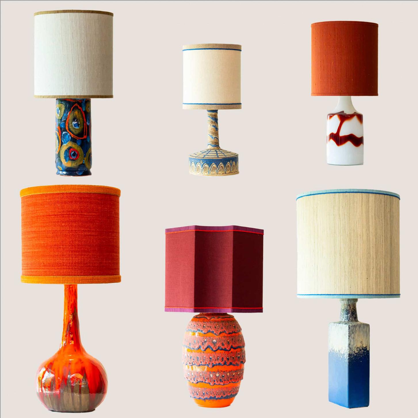 Lampadaire en céramique émaillée multicolore, abat-jour de R. Houben, 1970 en vente 1