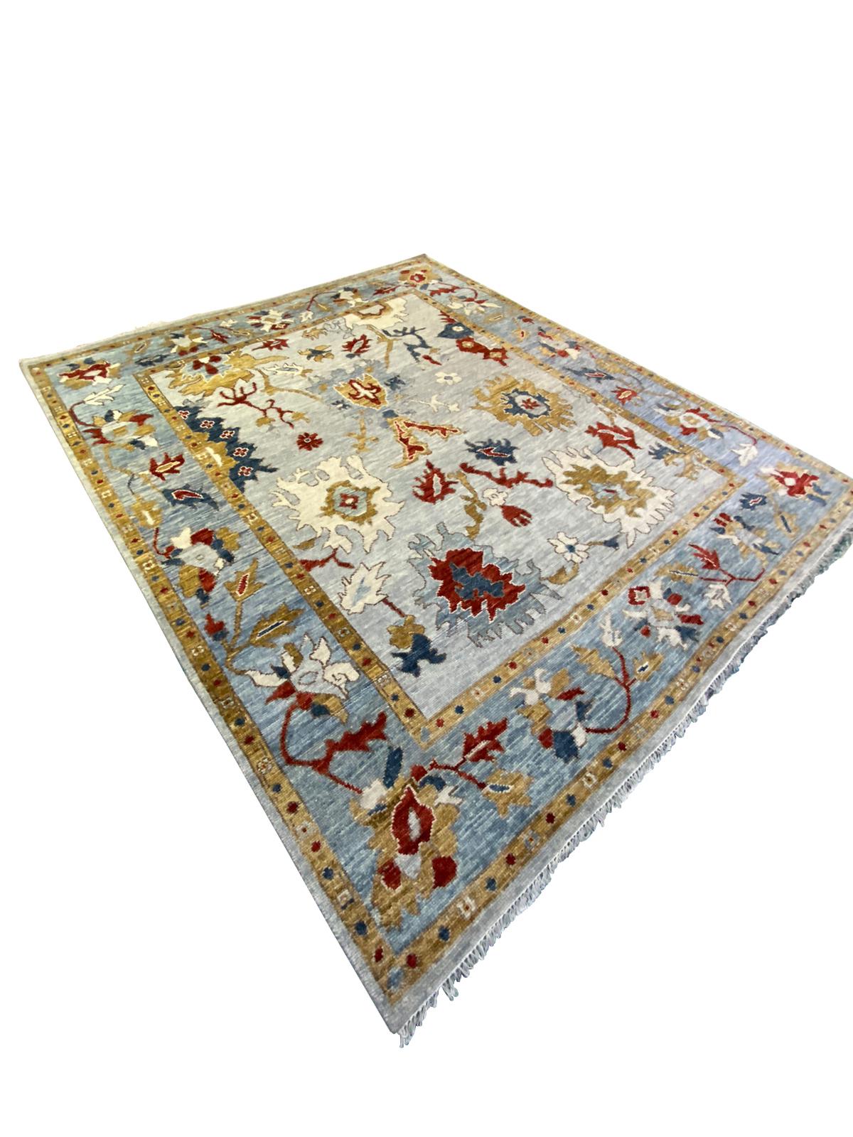 Hand-Knotted Multi Colored Handmade Wool Rug  in Modern Oushak Design by Gordian For Sale