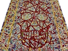 Multicolored Handwoven Wool and Silk Modern Persian Skull Rug by Gordian Rugs