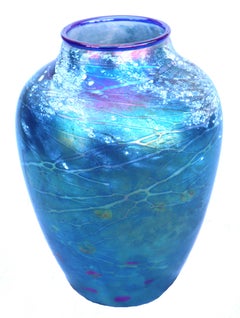 Multicolored Metallic Blue Vase Strini Glass