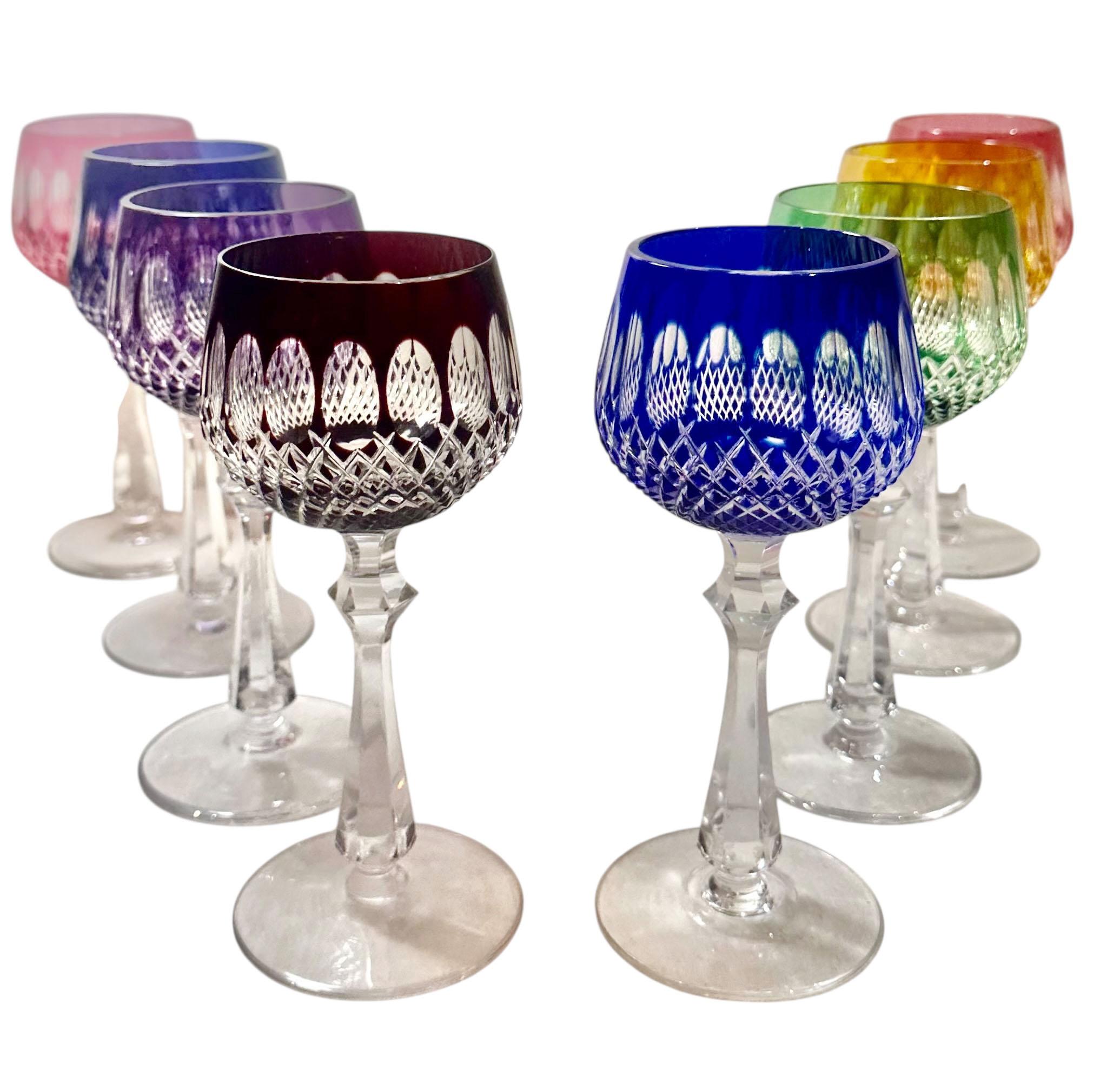 Multi Colored Mosher Glass Stems Set of Eight Bon état - En vente à Tampa, FL