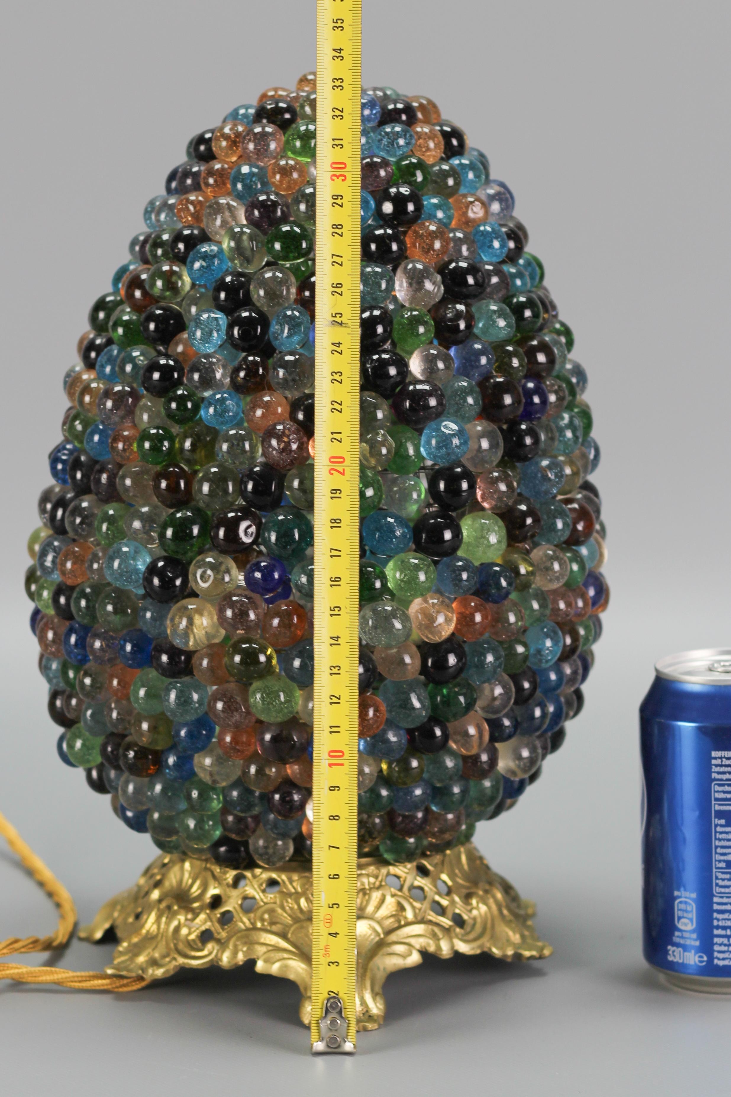 Multi-Colored Murano Beaded Glass Table Lamp with Bronze Base 4