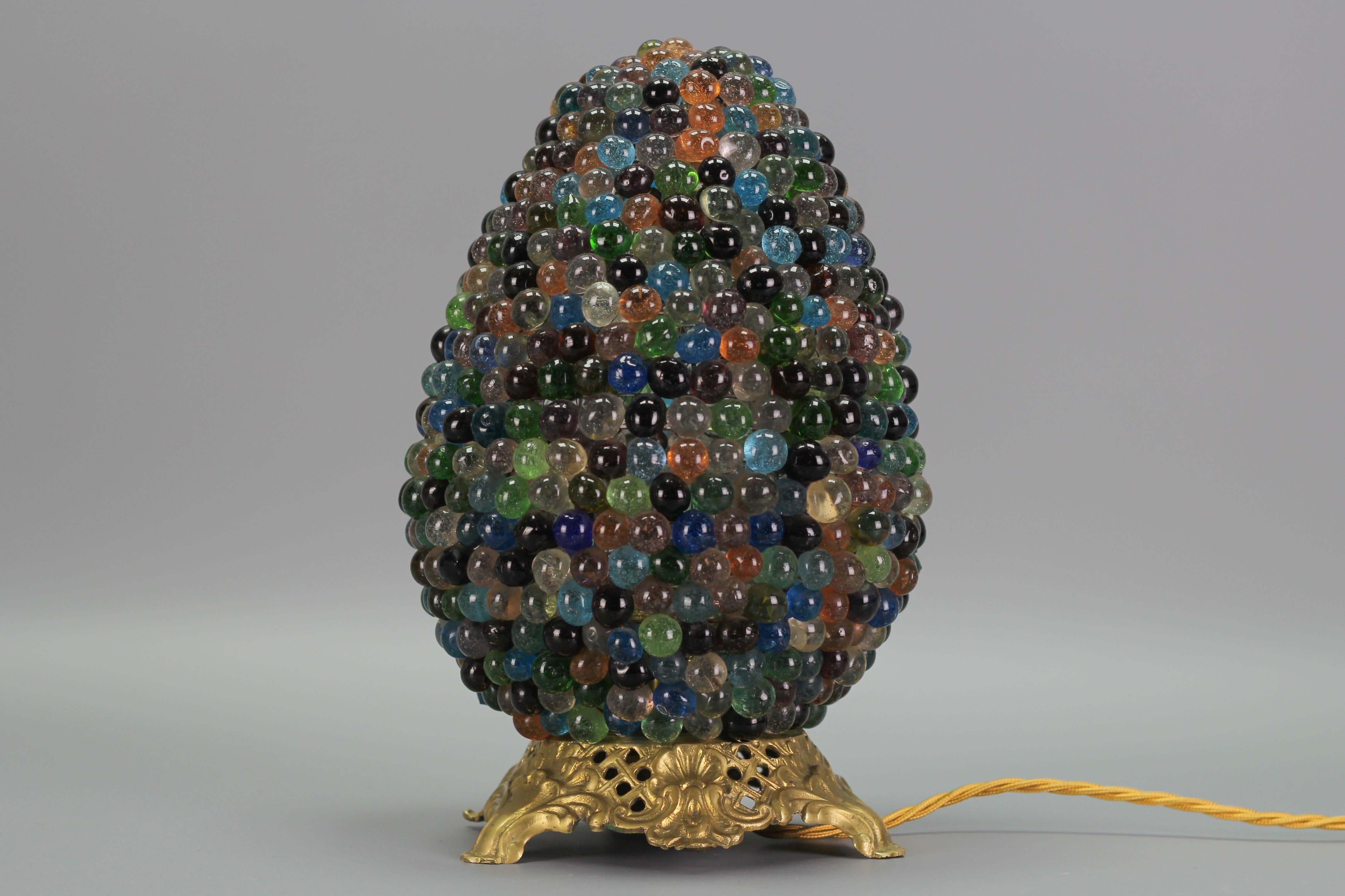 Multi-Colored Murano Beaded Glass Table Lamp with Bronze Base 10