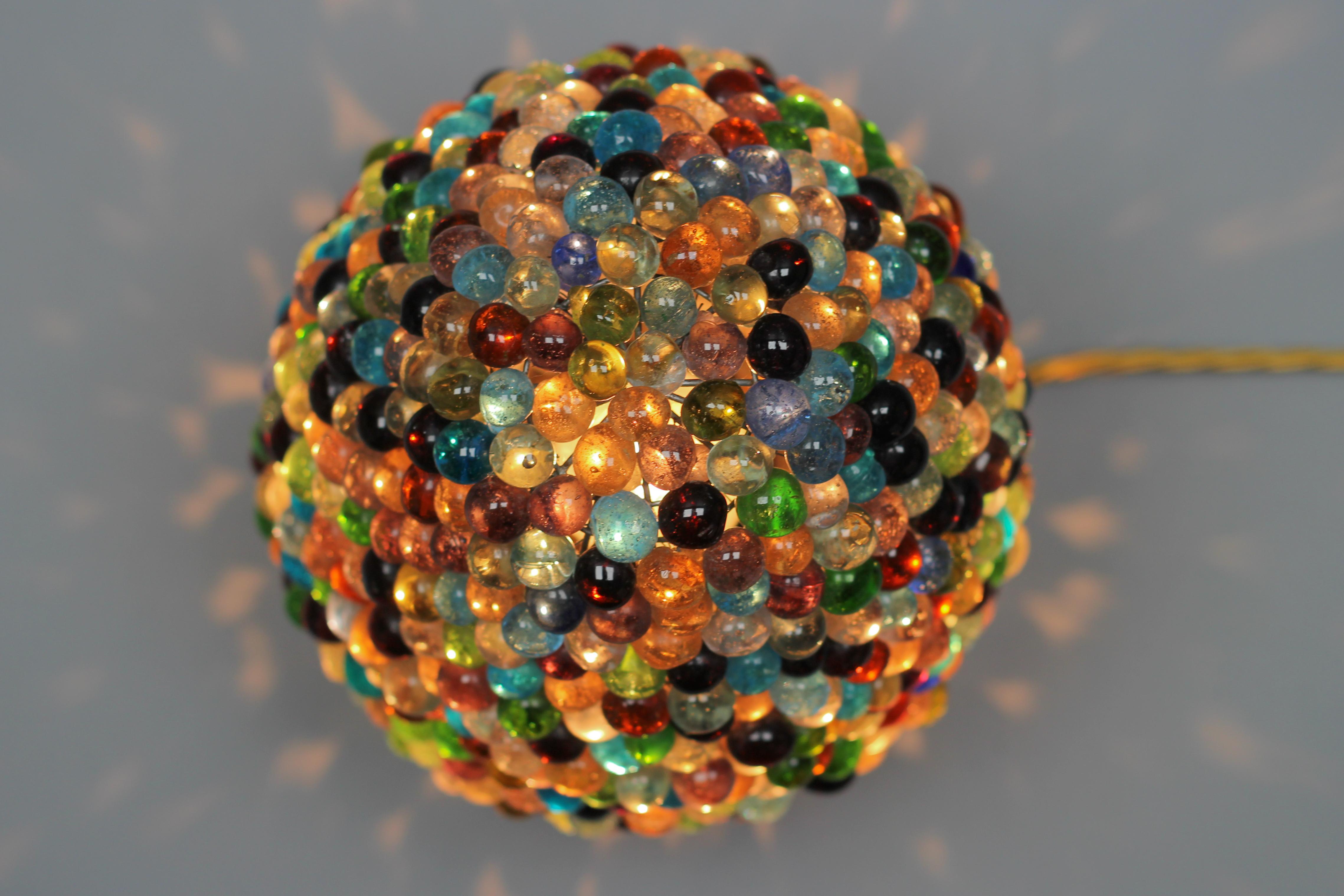 20th Century Multi-Colored Murano Beaded Glass Table Lamp with Bronze Base