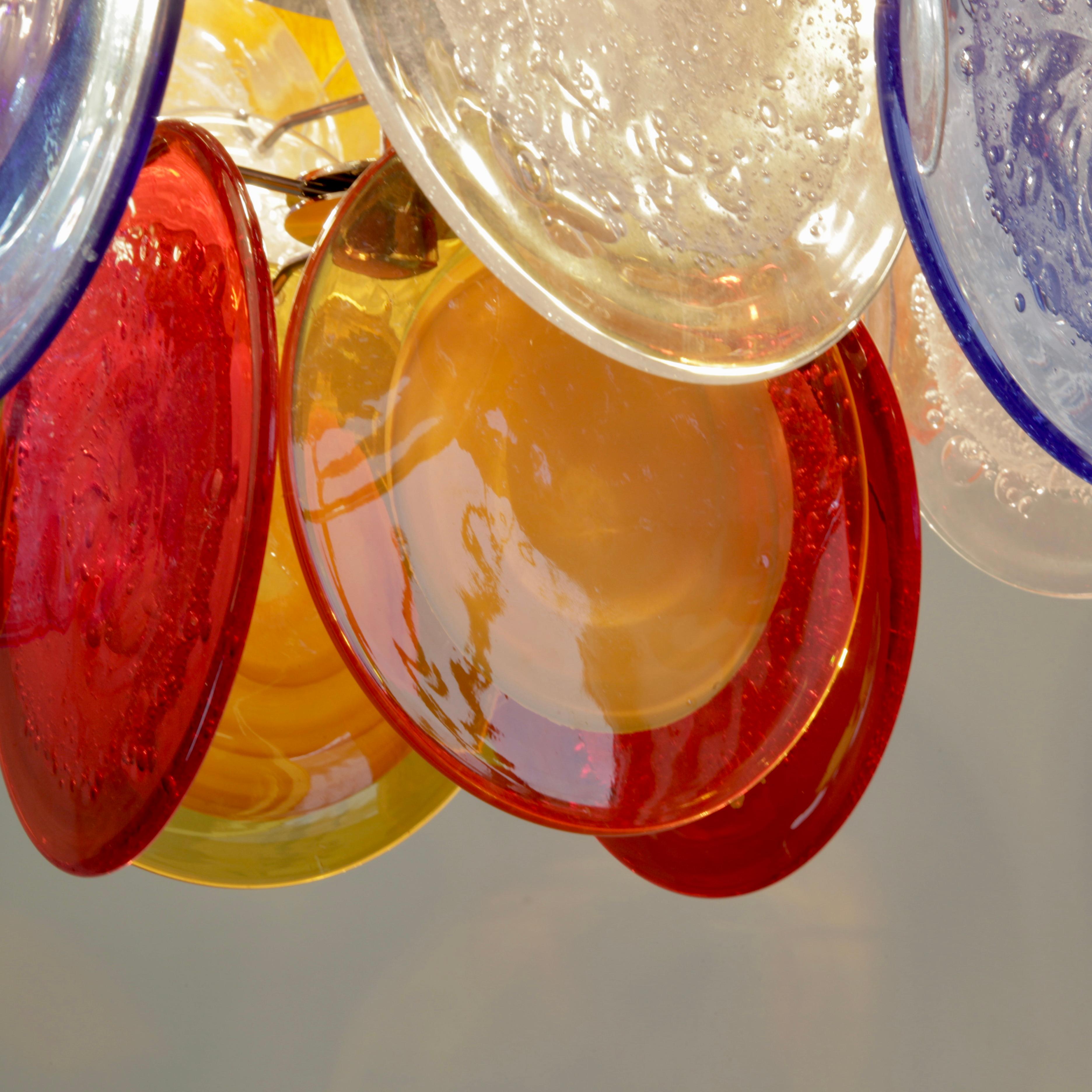 Late 20th Century Multi-Colored Murano Glass VISTOSI Chandelier, 1980s For Sale