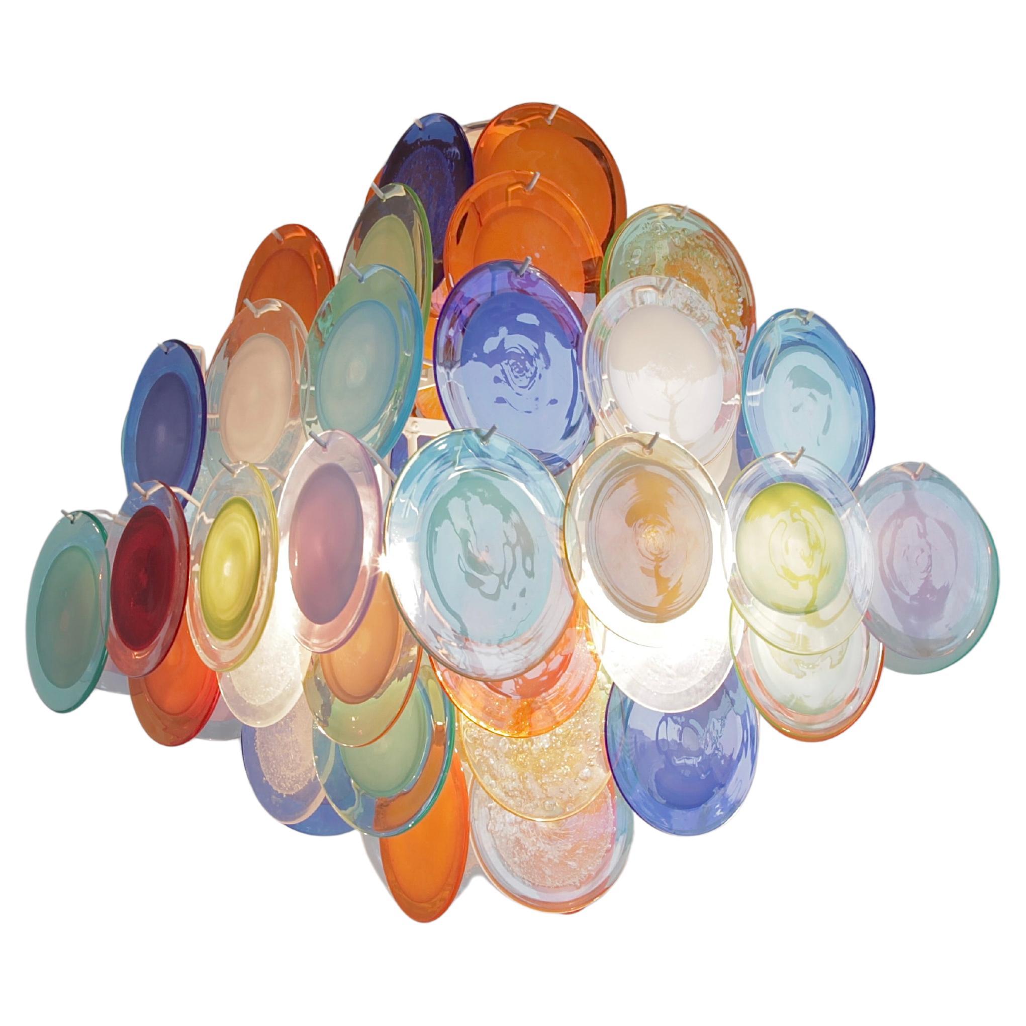 Multi-Colored Murano Glass VISTOSI Chandelier, 1980s For Sale