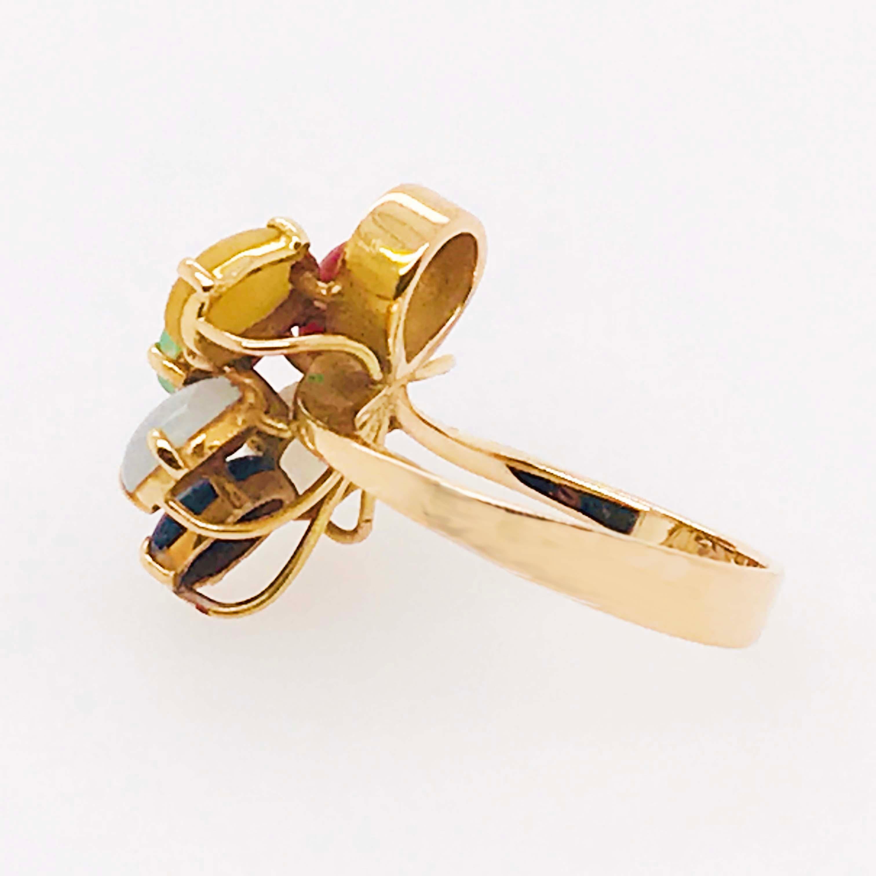 Bague en or jaune 14 carats et jade naturel multicolore en vente 4