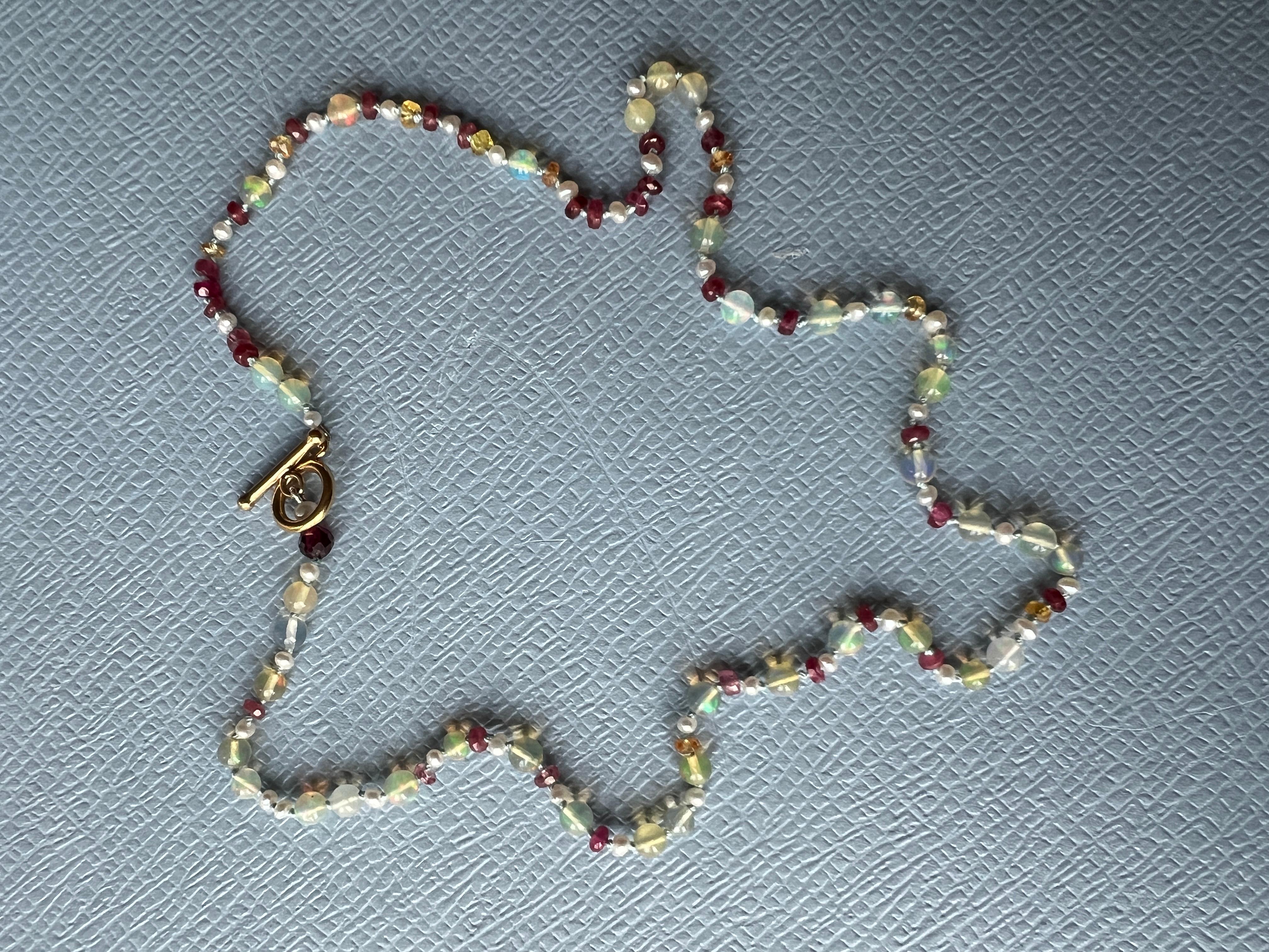 Victorian Multi Colored Opal Ruby Pearl Bead Choker Necklace J Dauphin