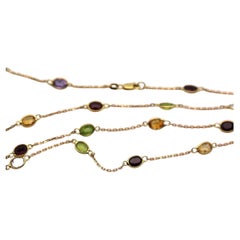 Multi Colored Oval Gemstones on 18k Yellow Gold Chain