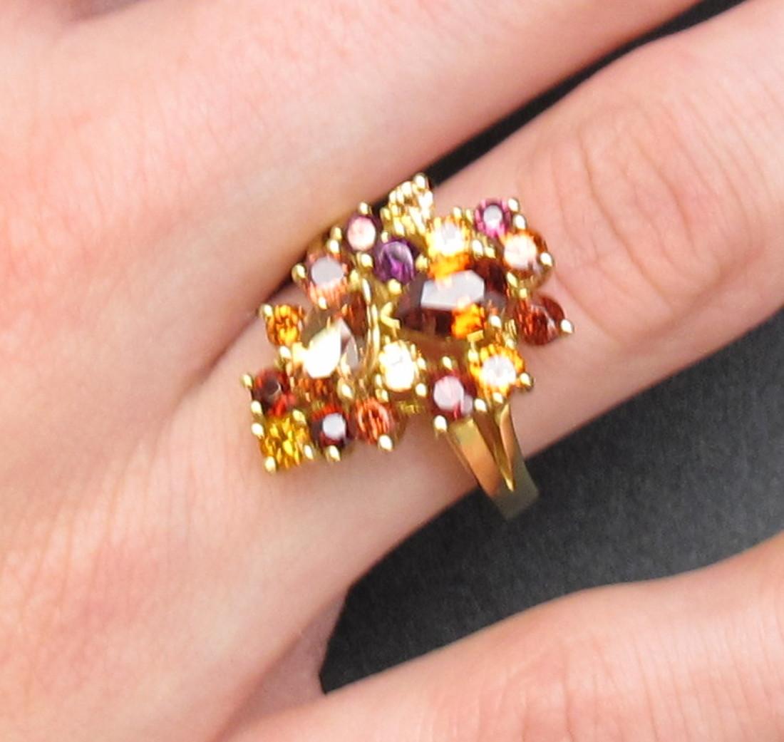 Artisan  3.58 ct. t.w. Multicolored Garnet 18k Yellow Gold Paisley Cluster Cocktail Ring