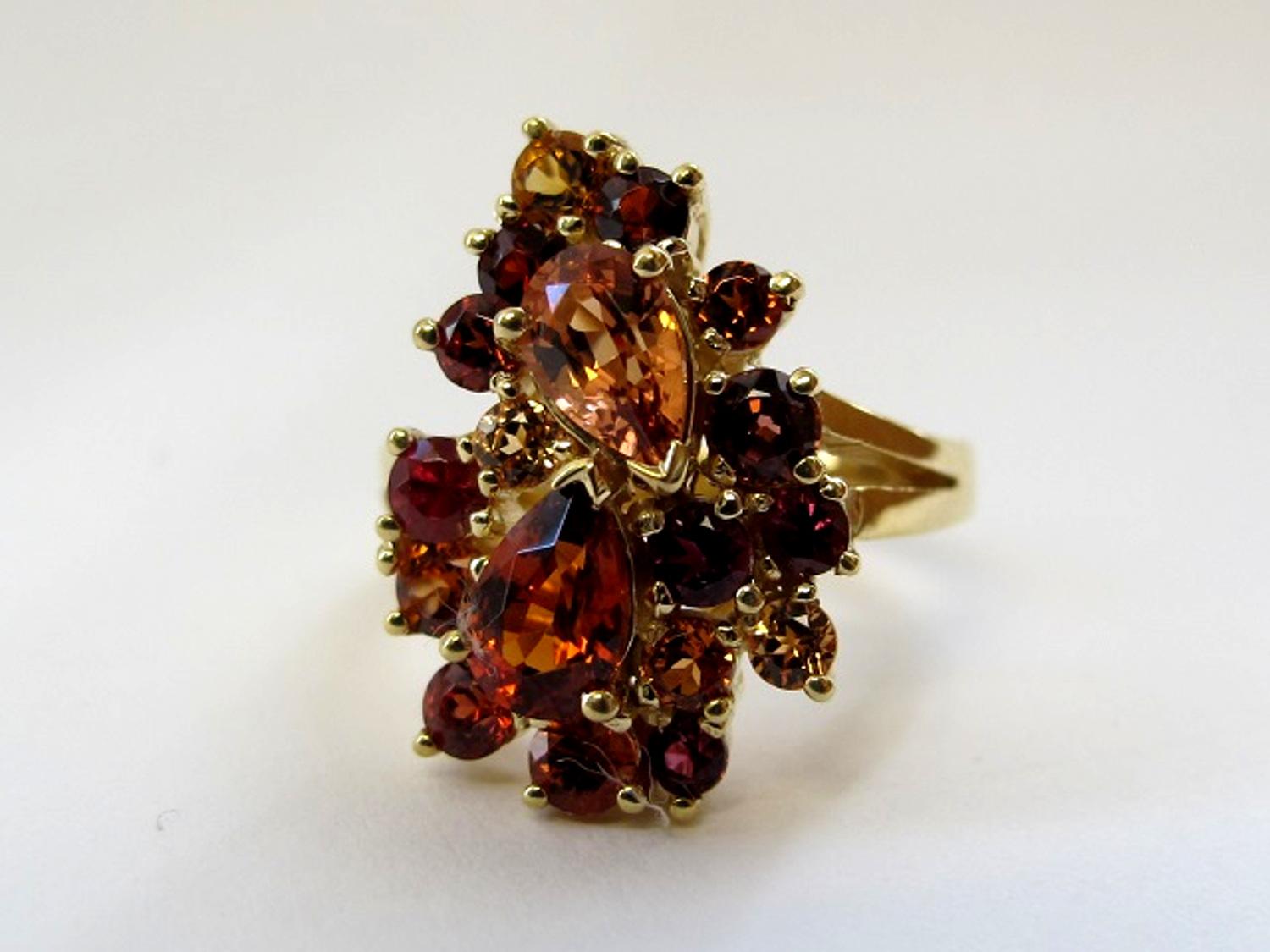 Women's  3.58 ct. t.w. Multicolored Garnet 18k Yellow Gold Paisley Cluster Cocktail Ring