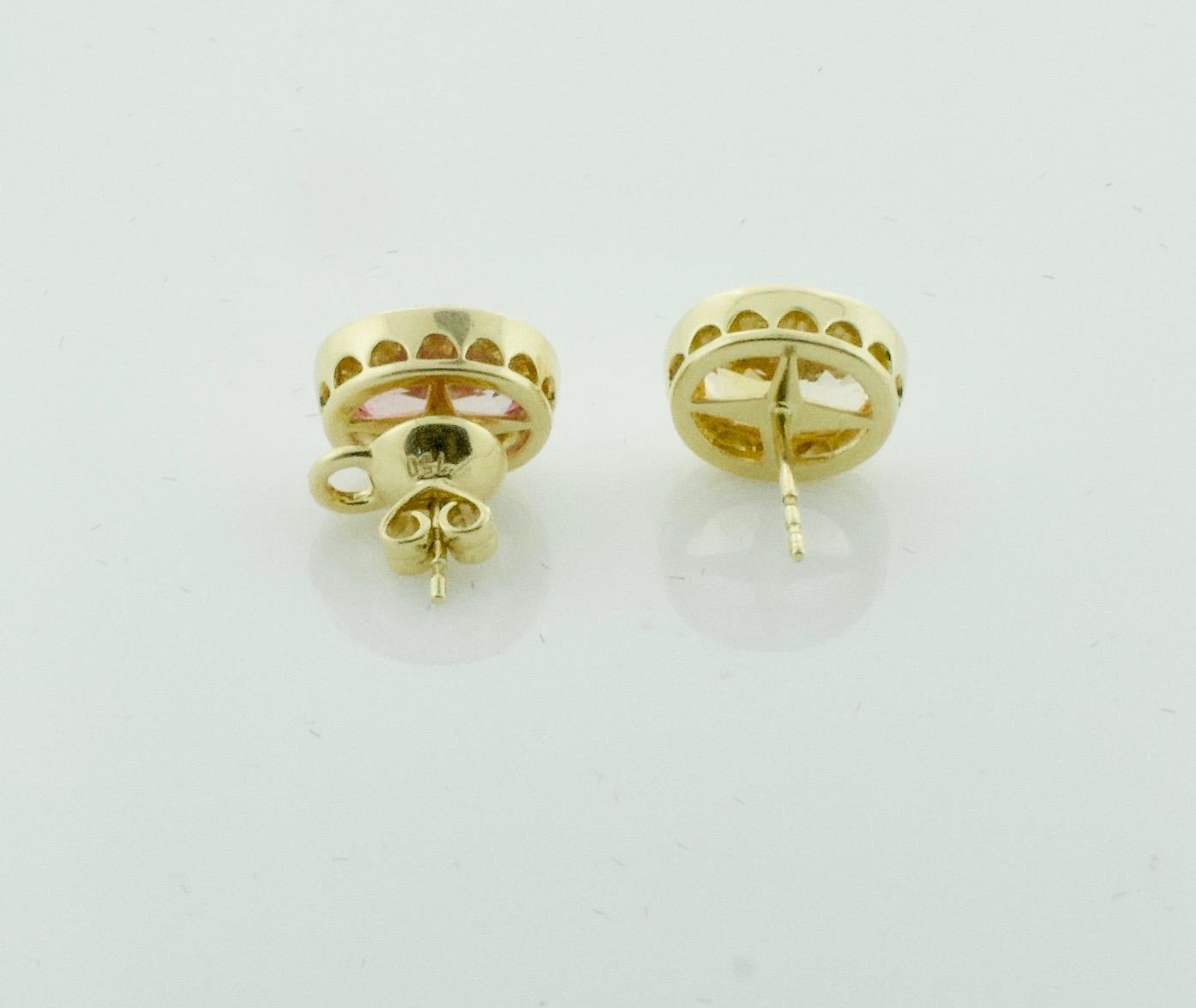 Pendientes de Zafiro Multicolor y Diamantes en Oro Amarillo de 18 Kilates Corte oval en venta