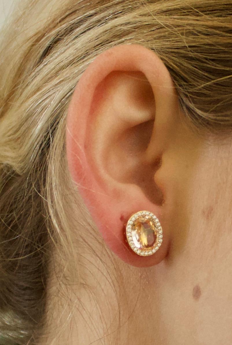 Femenino o masculino Pendientes de Zafiro Multicolor y Diamantes en Oro Amarillo de 18 Kilates en venta