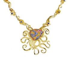 Multi-Colored Sapphire and Diamond Necklace