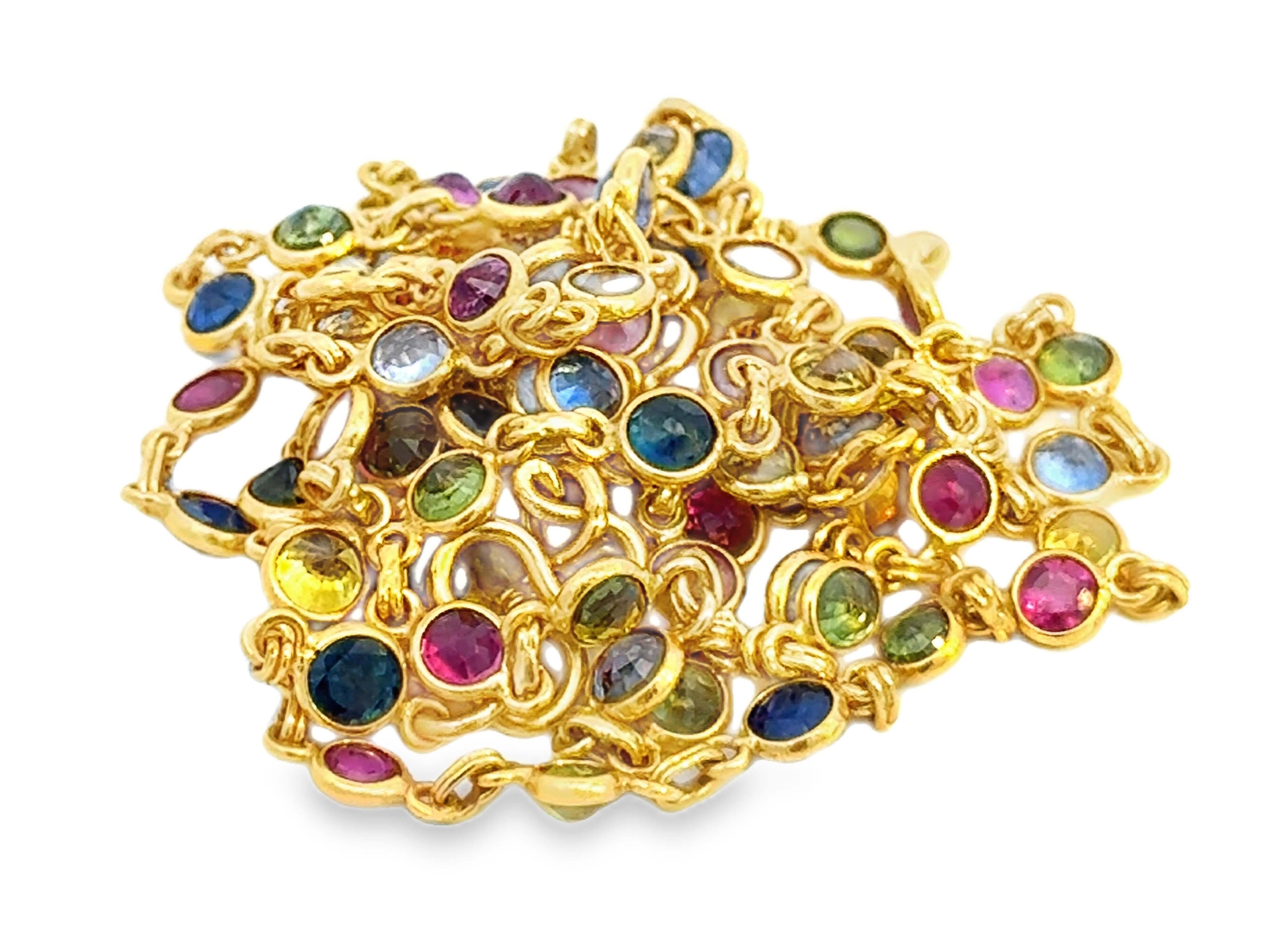 Multi Colored Sapphire and Ruby Necklace by the Yard 22K Yellow Gold For Sale 1