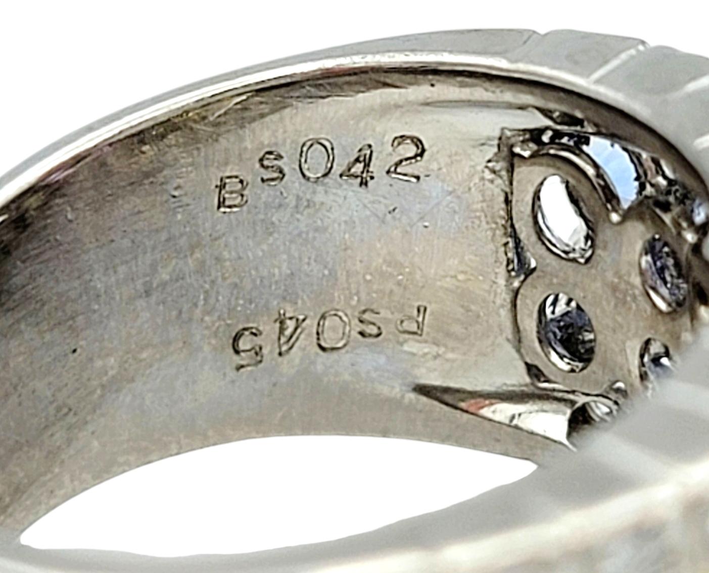 Multi-Colored Sapphire & Diamond Flower Motif Band Ring in 18 Karat White Gold For Sale 2