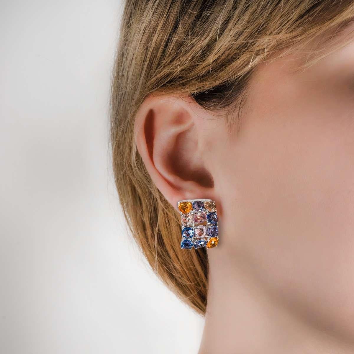 Boucles d'oreilles saphirs multicolores 17,51 carats Pour femmes en vente