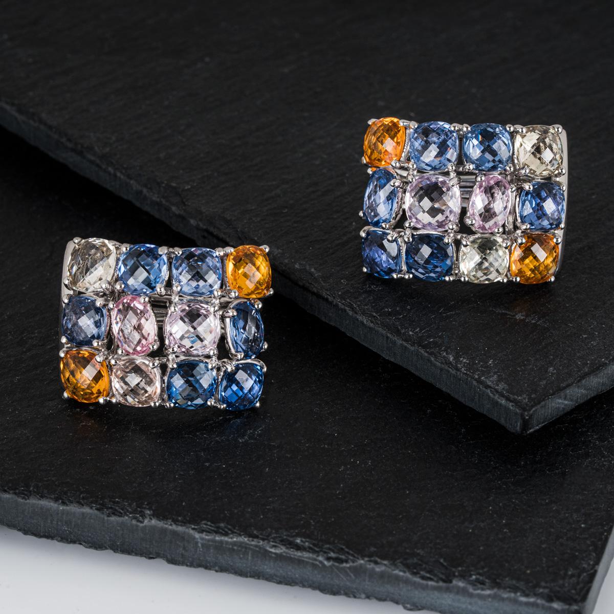 Boucles d'oreilles saphirs multicolores 17,51 carats en vente 2