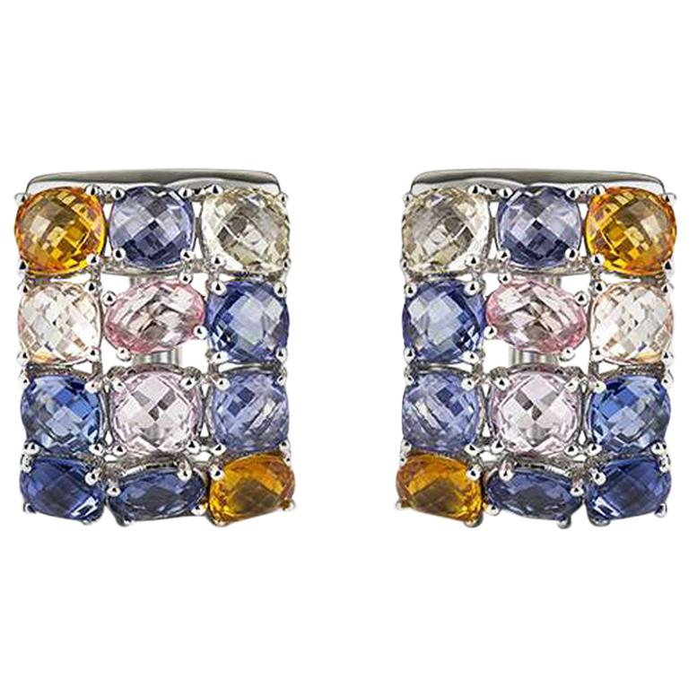 Multi-Colored Sapphire Earrings 17.51 Carat