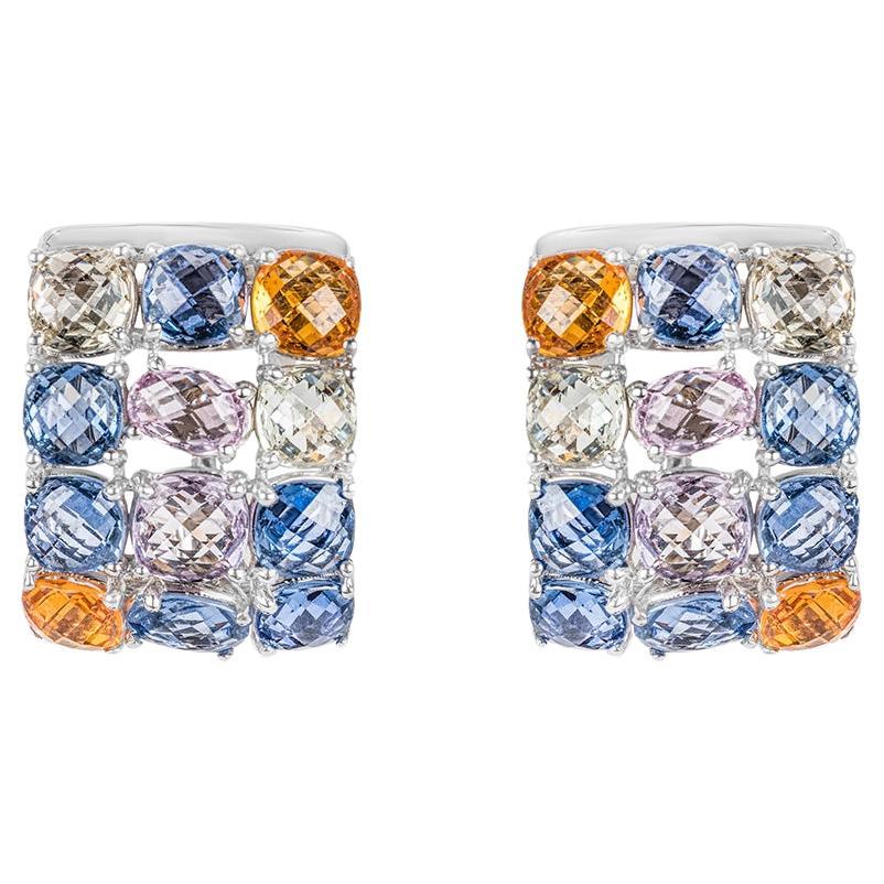 Multi-Colored Sapphire Earrings 17.51 Carat For Sale