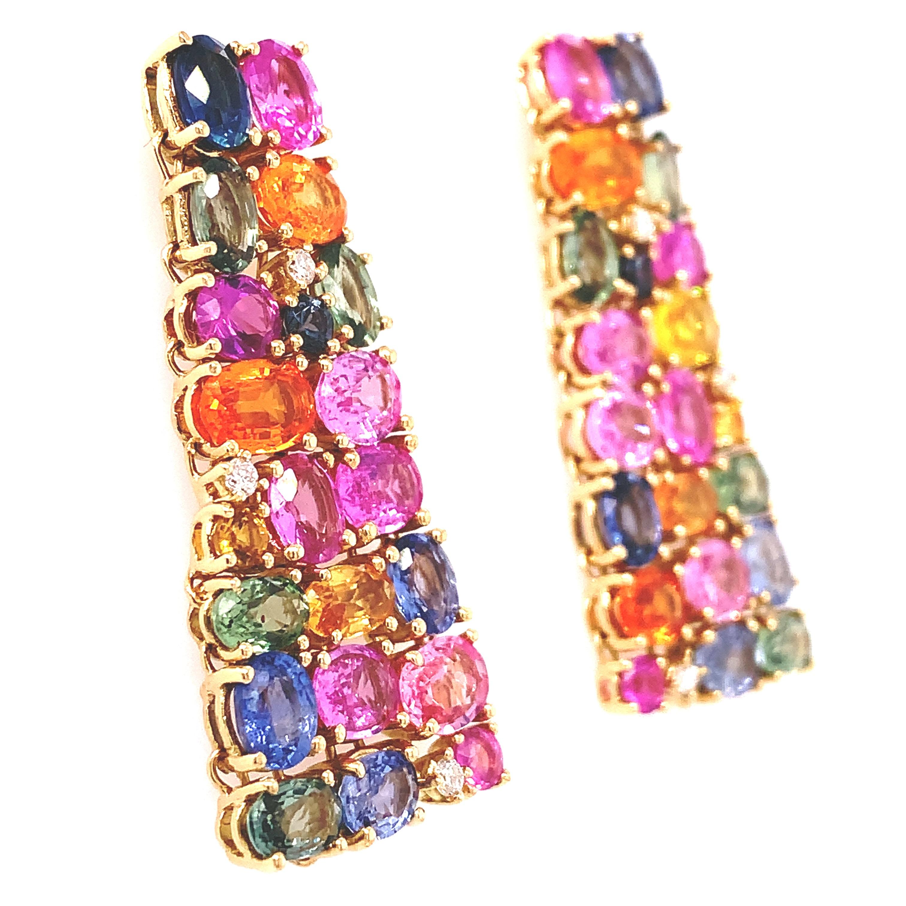 Contemporary Multi Colored Sapphire Earrings