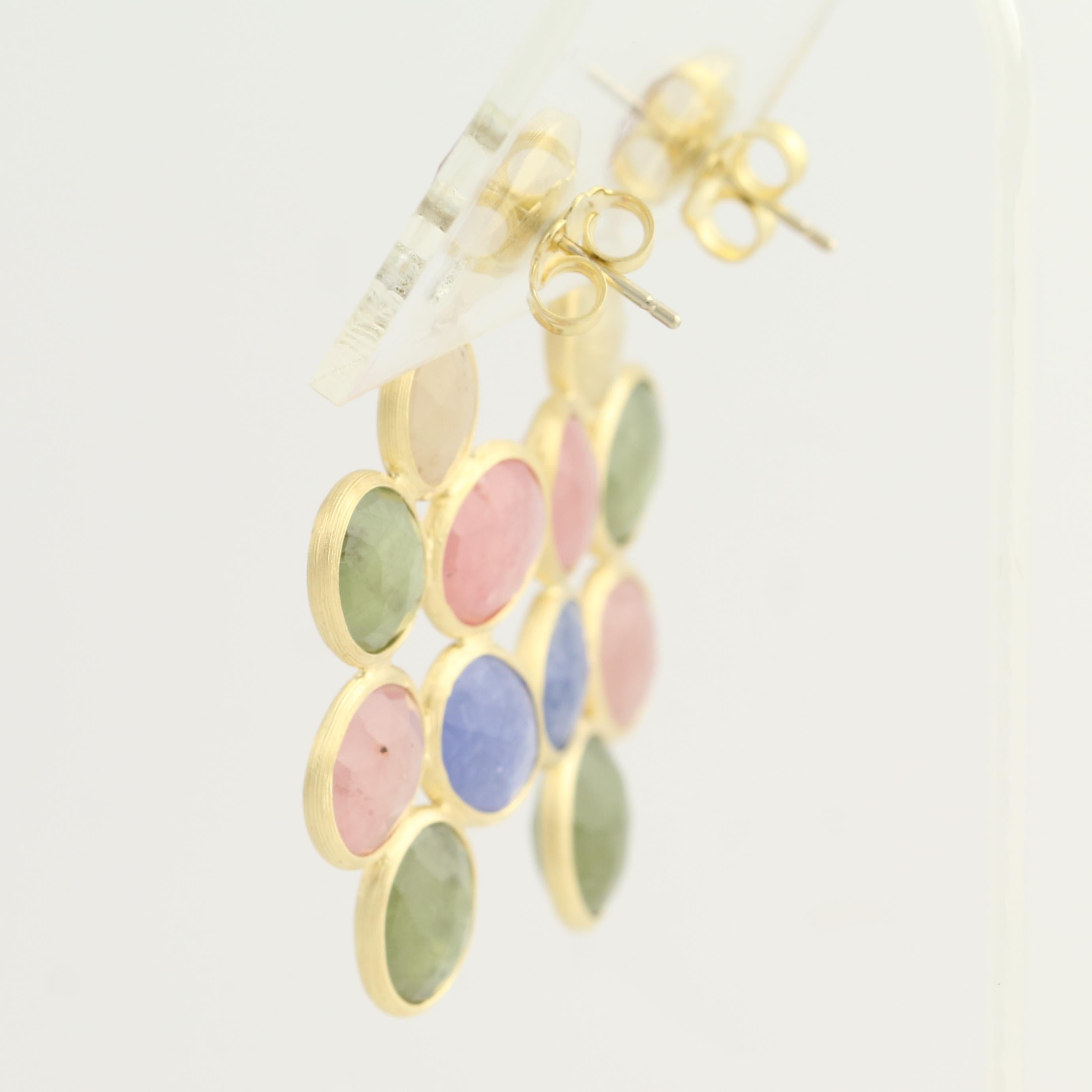 Women's Multicolored Sapphire Marco Bicego Siviglia Earrings, 18k Gold Pierced Dangles