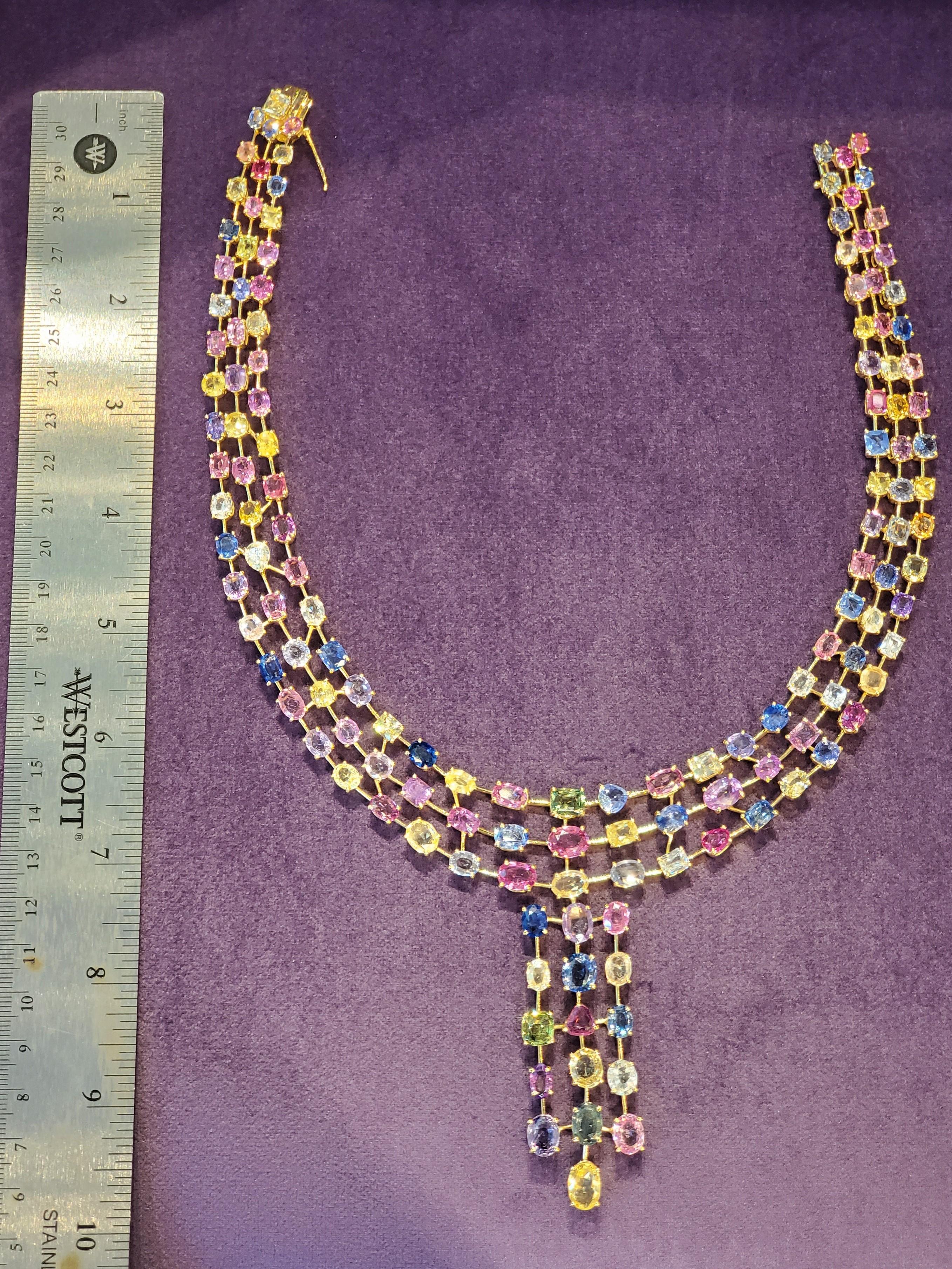 Multi-Colored Sapphire Necklace For Sale 2