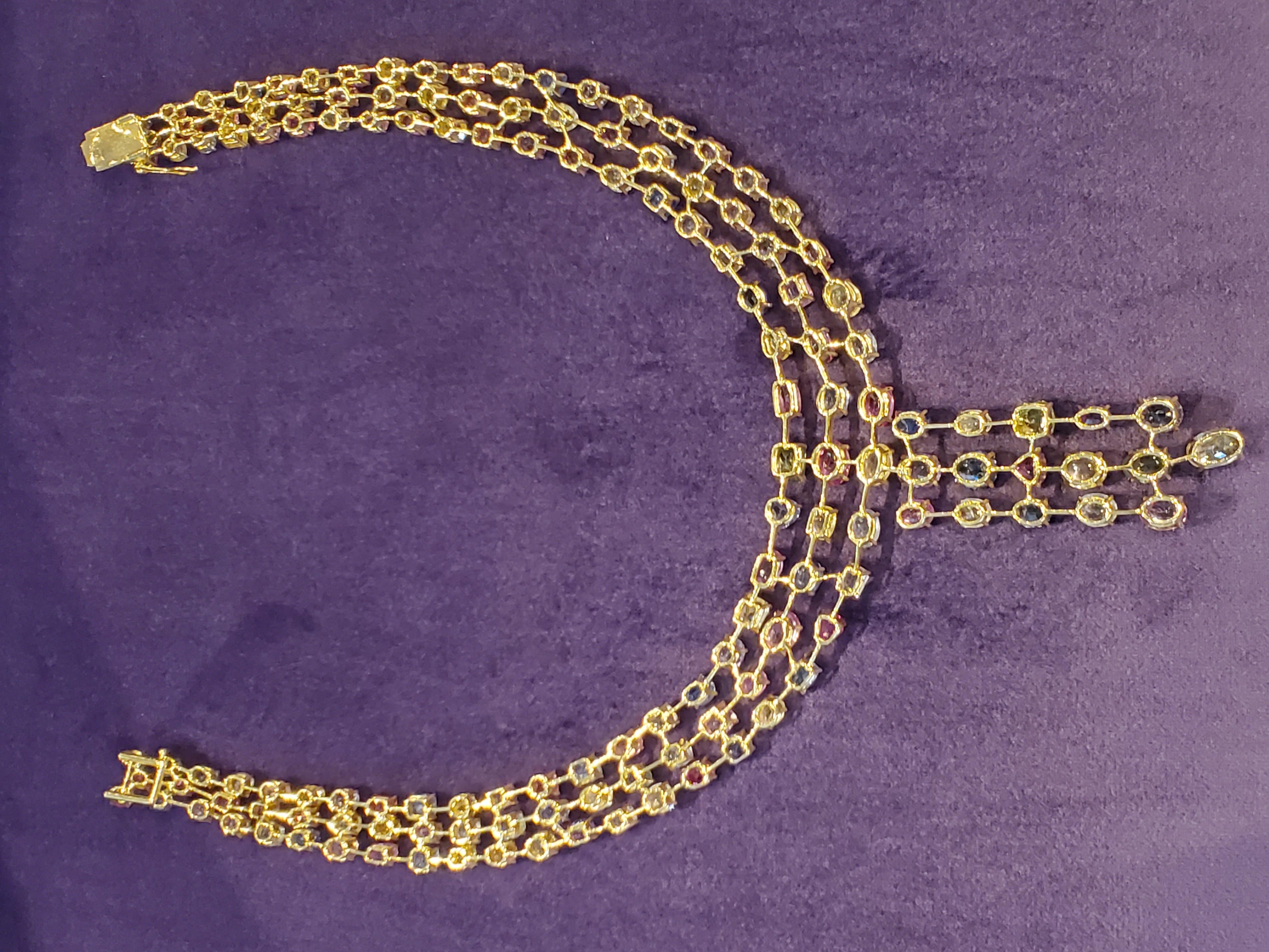 multi color sapphire necklace