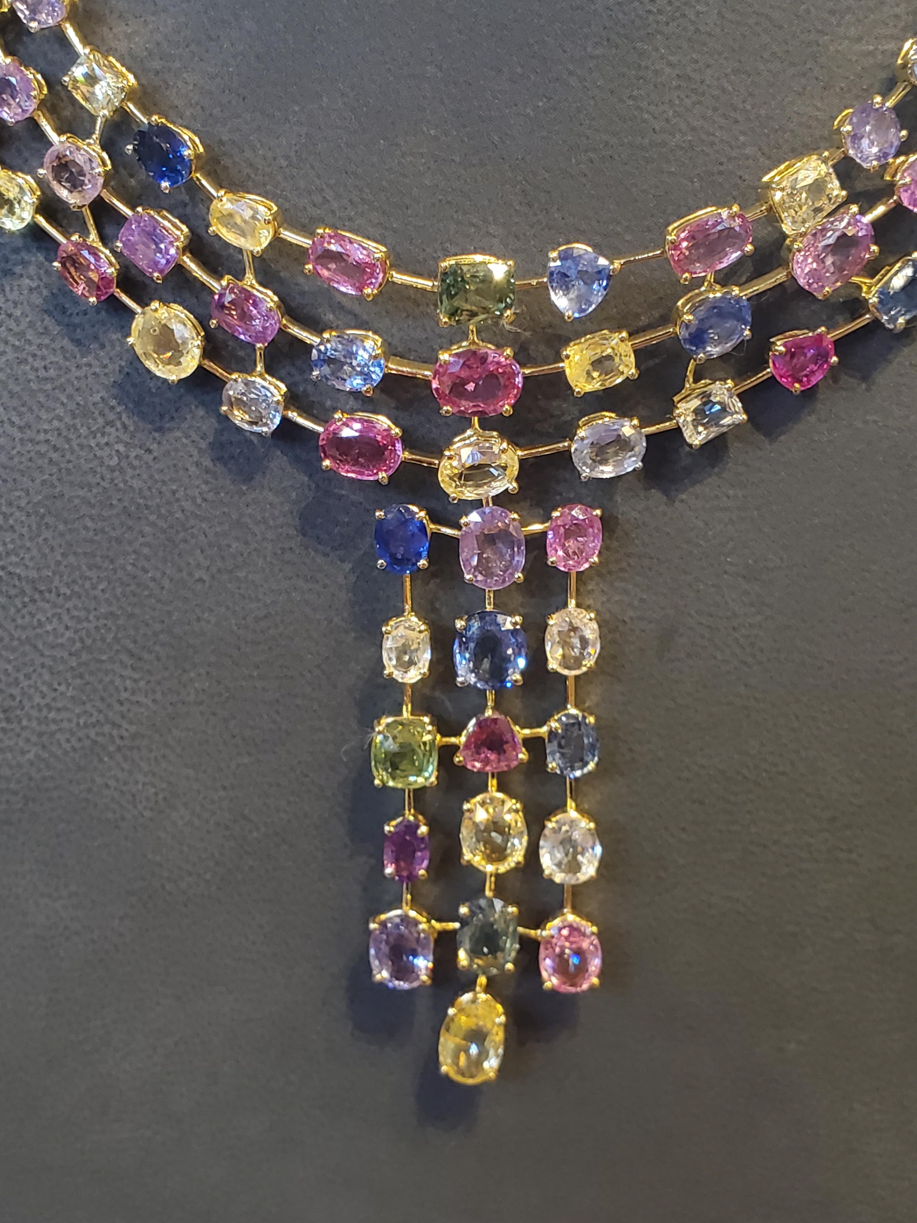 Women's Multi-Colored Sapphire Necklace For Sale