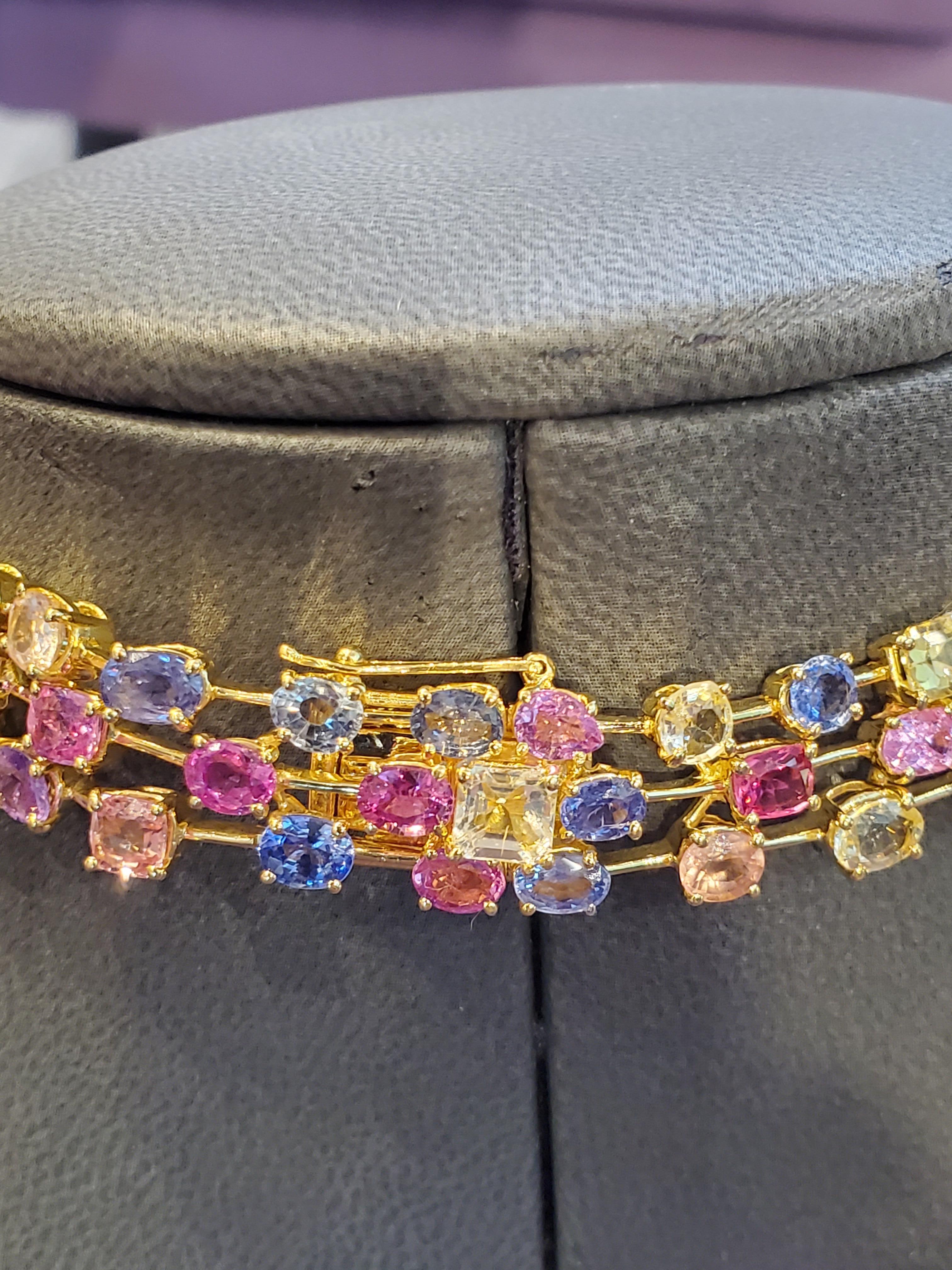 Multi-Colored Sapphire Necklace For Sale 1