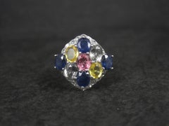 Multi Colored Sapphire Ring Sterling Silver Size 5