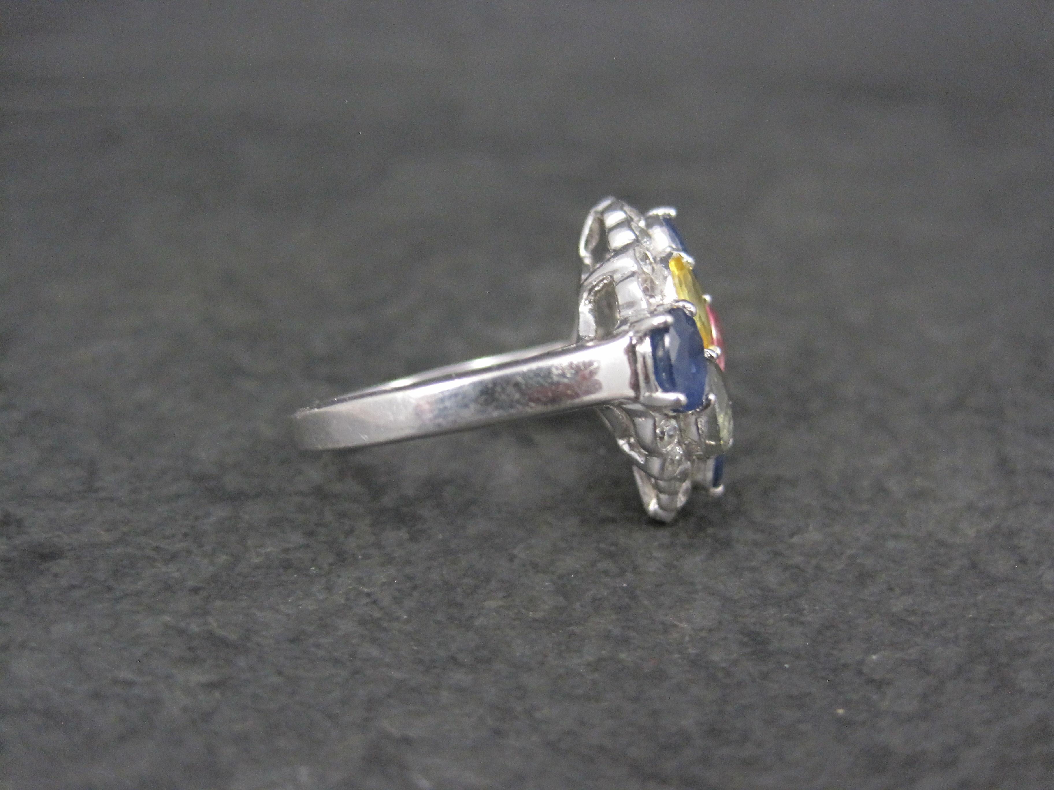 Anello con zaffiro multicolore in argento sterling misura 5 In condizioni Nuovo in vendita a Webster, SD