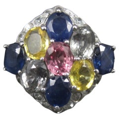 Anello con zaffiro multicolore in argento sterling misura 5