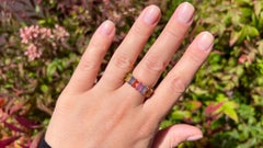 Multi Colored Sapphire Ring With Diamonds 12 Carats Total 18K Gold