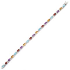 Multi-Colored Semi Precious Diamond Bracelet in 18 Karat White Gold