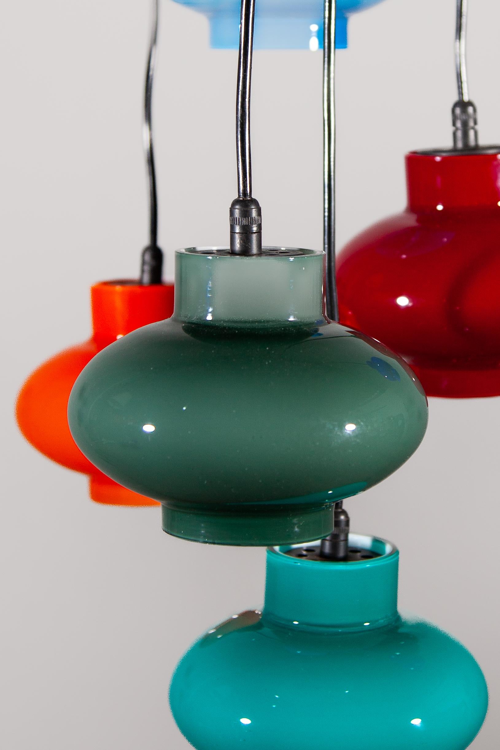 Hand-Crafted Multi-colored Six Shades Cascade pendant designed by Peill & Putzler For Sale