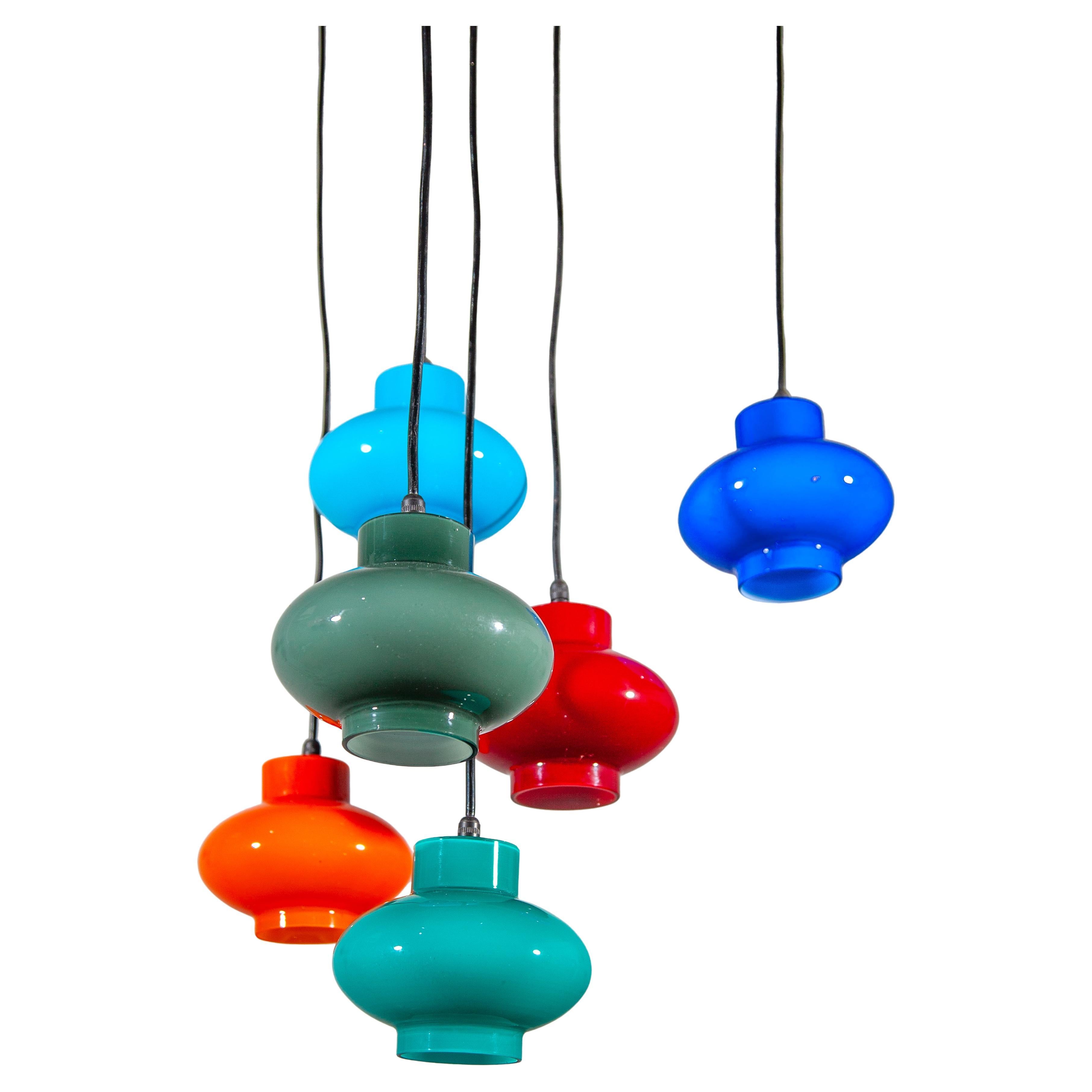 Pendente a cascata multicolore Six Shades disegnato da Peill & Putzler